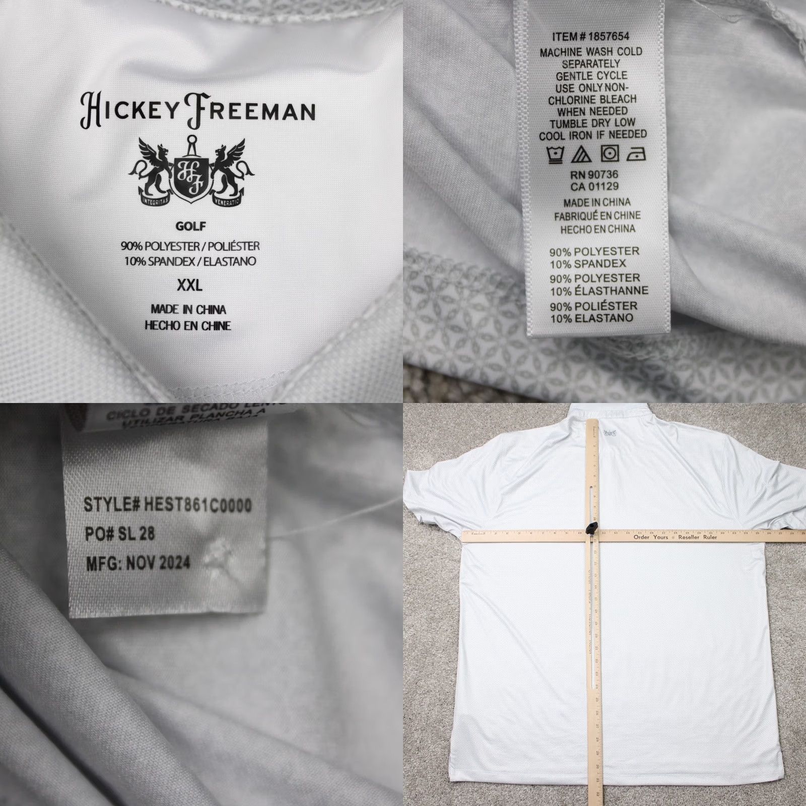 Vintage Hickey Freeman Polo Shirt Mens 2XL Gray Short Sleeve Geometric Stretch Athletic Casual Golf Polo Shirt Mens XXL Gray Size US XXL / EU 58 / 5 - 8 Thumbnail