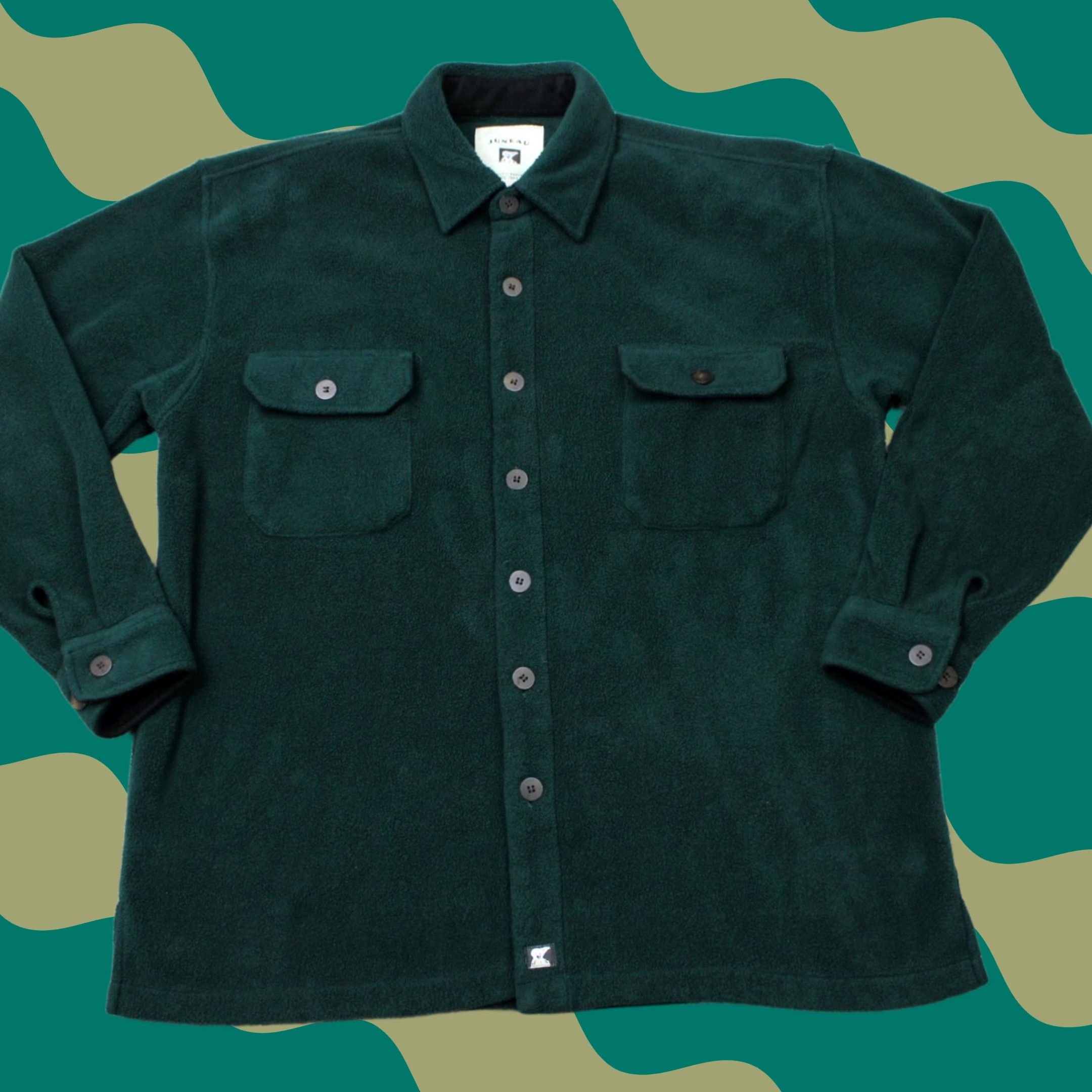 Vintage Juneau Mens Large Green Button-Up Shacket Fleece Plaid Long Sleeve Usual Fit Shirts Size US L / EU 52-54 / 3 - 1 Thumbnail
