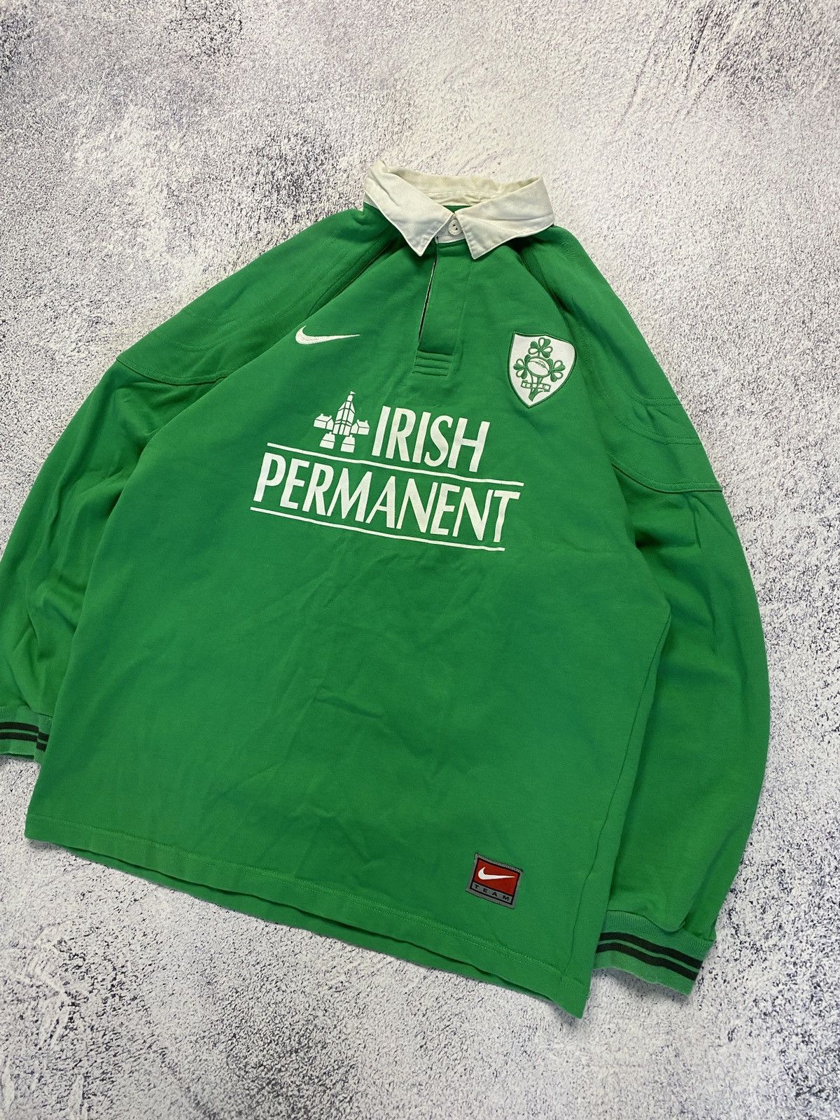 Nike × Vintage Vintage 1999 Nike Ireland Long Sleeve Rugby Shirt Size US L / EU 52-54 / 3 - 2 Thumbnail