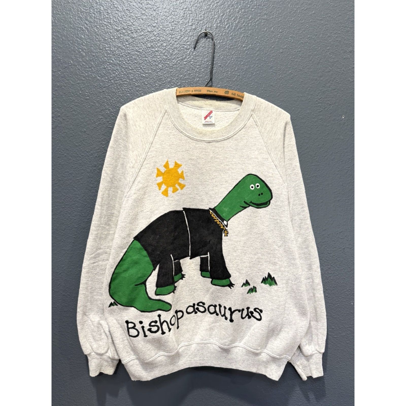 Jerzees VINTAGE 90s Jerzees Sweatshirt Men XL Gray Pullover Bishopsaurus - Hand Made Diamond 90s Theme Size US XL / EU 56 / 4 - 3 Thumbnail