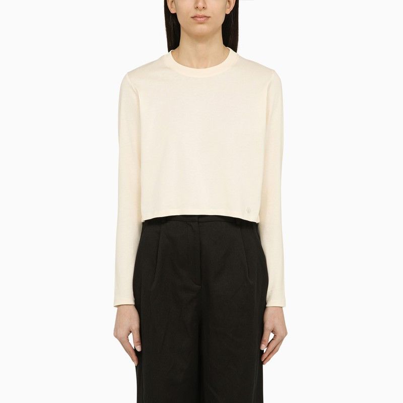Loulou de Saison Loulou De Saison Ivory Cotton Crew-Neck Jumper Size S / US 4 / IT 40 - 1 Thumbnail