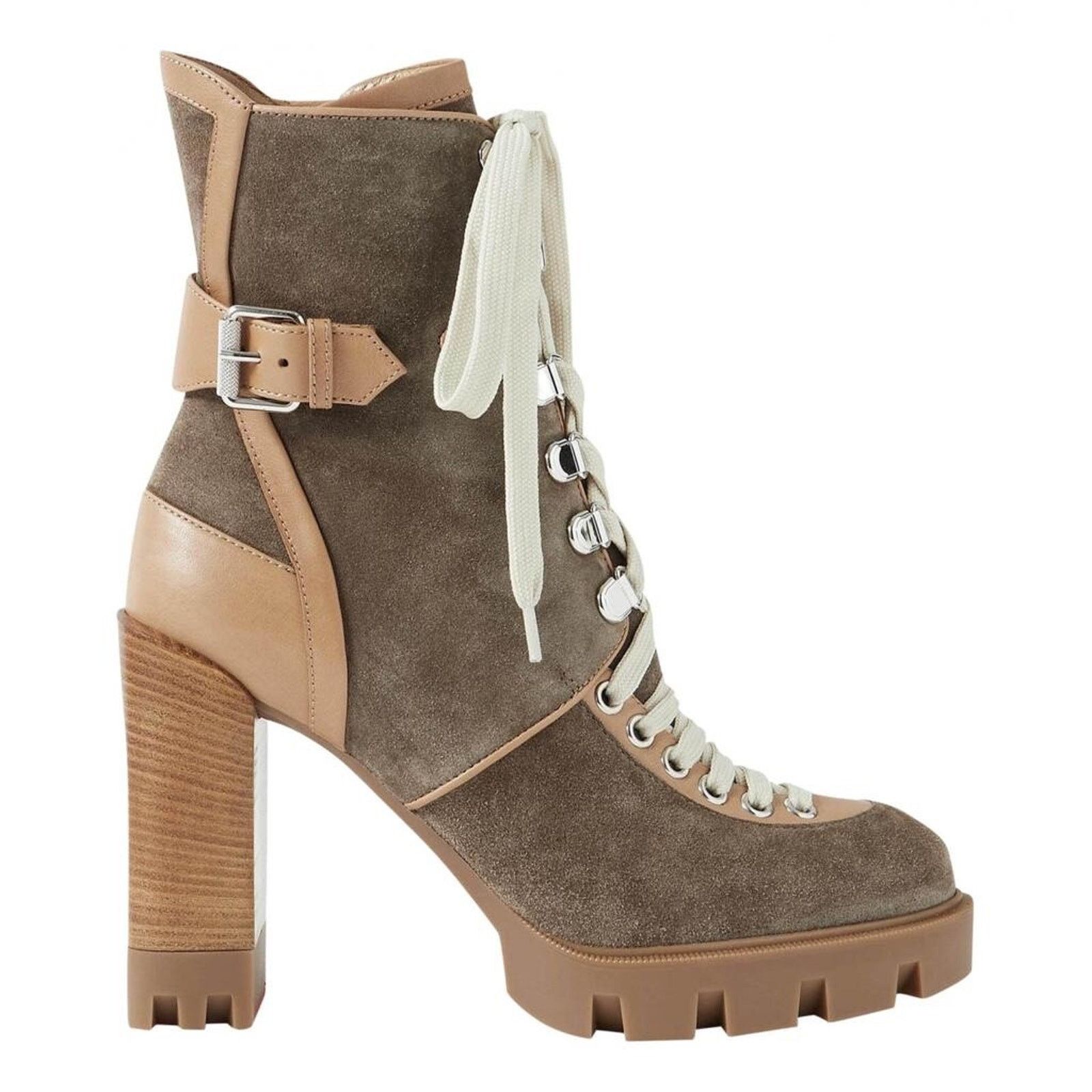 Christian Louboutin Christian Louboutin Macademia 100 Grey Suede Lace Up Size US 10 / IT 40 - 1 Thumbnail
