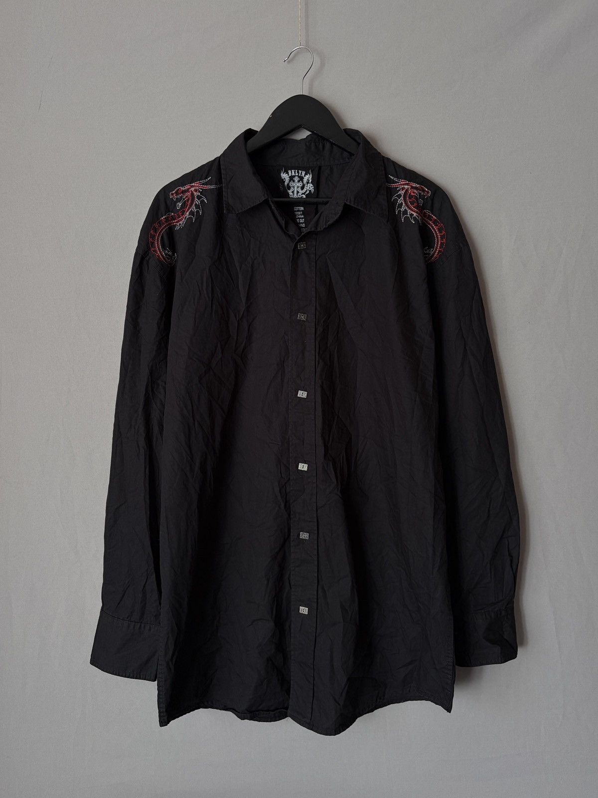 Other Gothic Vampire Alt Embroidered Cross Shirt Size US XL / EU 56 / 4 - 2 Thumbnail
