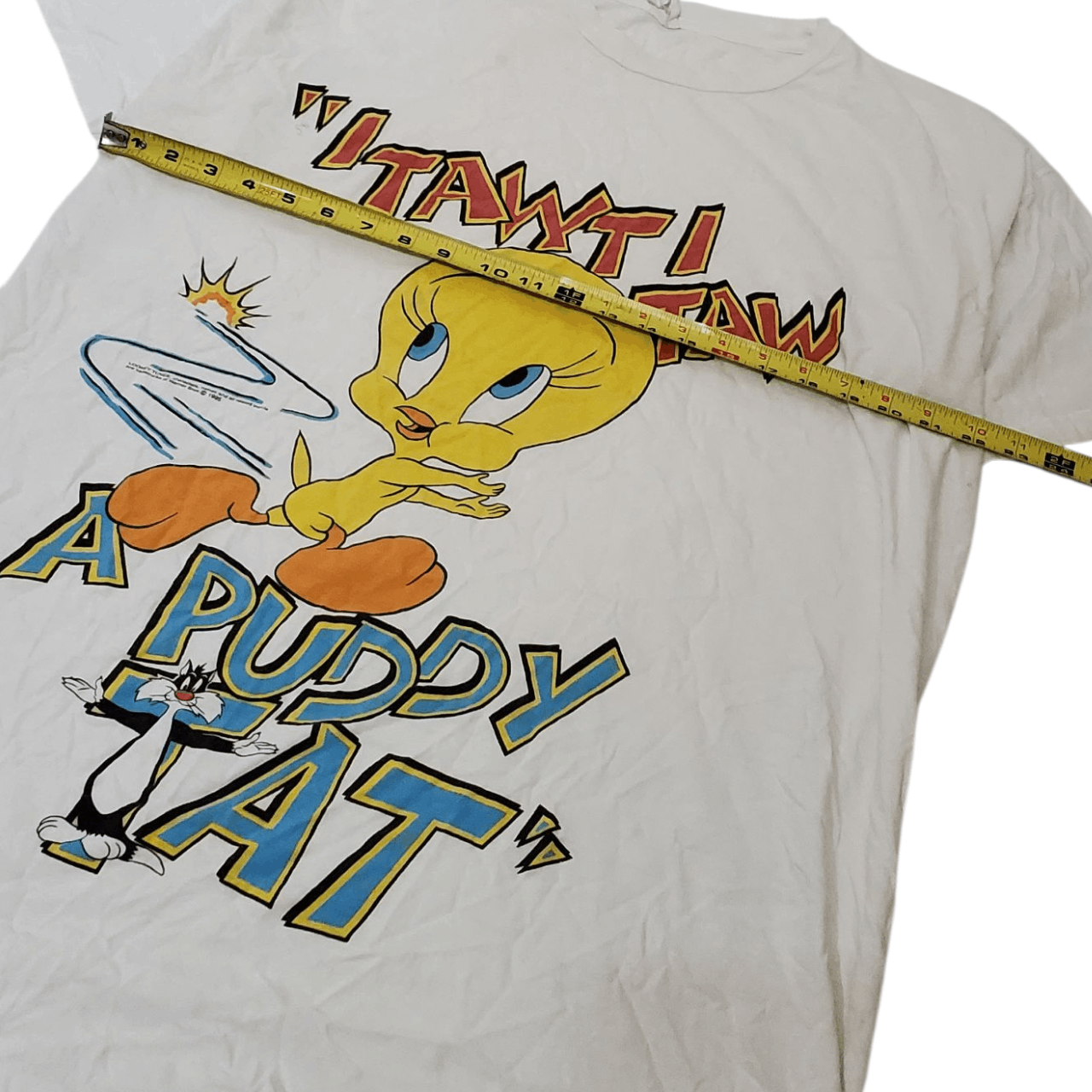 Warner Bros 1995 90s Tweety Bird & Sylvester the Cat T-Shirt *OSFA/2XL* Size US XXL / EU 58 / 5 - 6 Thumbnail