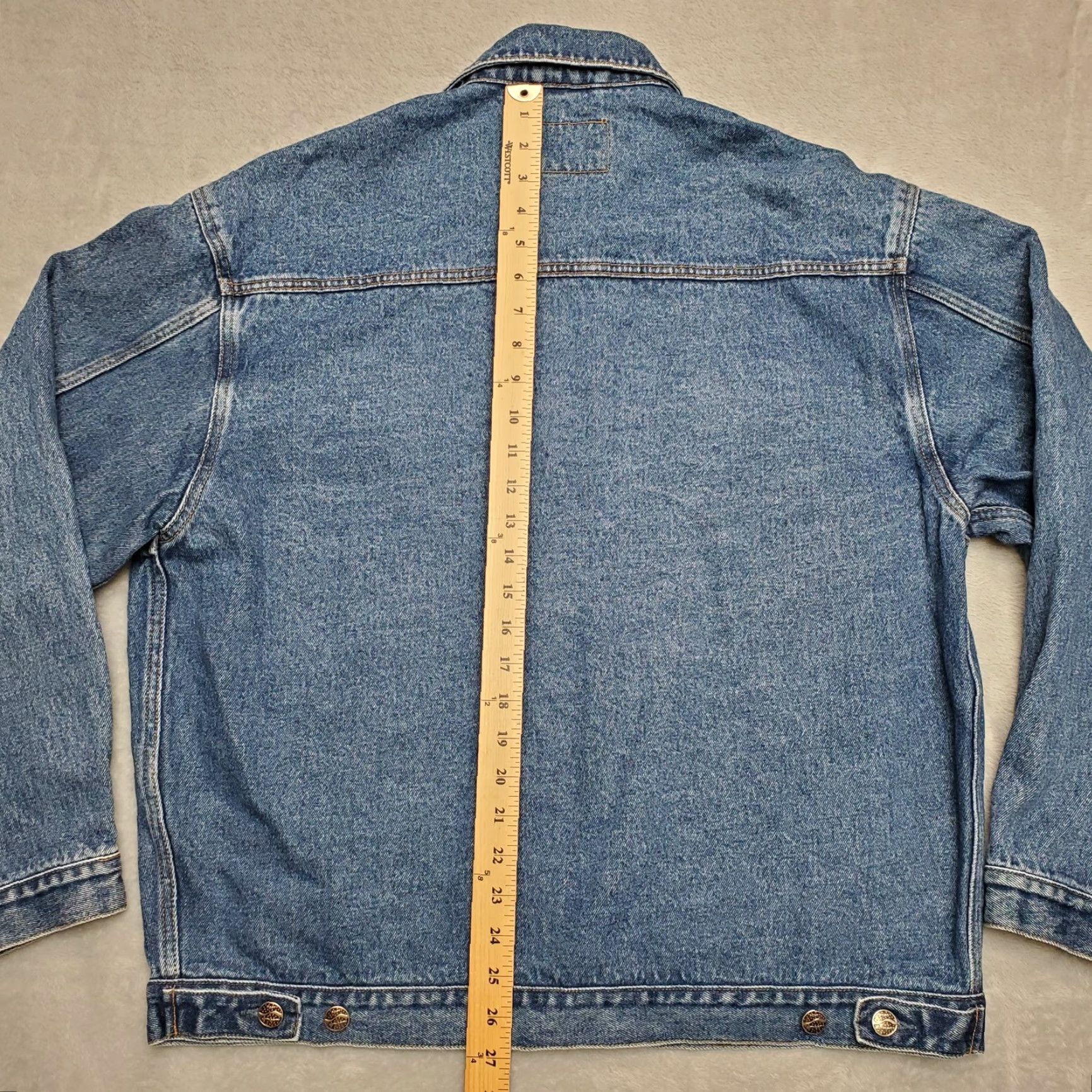 Port Authority VINTAGE Tractor Club Jacket Mens Large Blue Jean Denim Trucker two cylinder Size US 33 - 7 Thumbnail