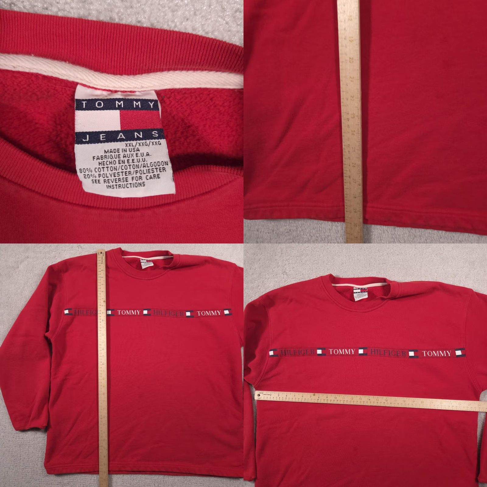 Tommy Hilfiger VINTAGE Tommy Hilfiger Tommy Jeans Sweatshirt Mens 2XL Red Crewneck Fleece 90s Size US XXL / EU 58 / 5 - 8 Thumbnail