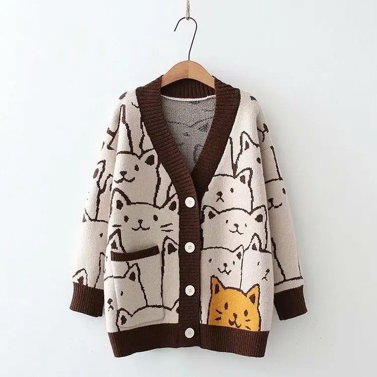 Japanese Brand Harajuku Kawaii Cartoon V Neck Cardigan Size US M / EU 48-50 / 2 - 3 Thumbnail