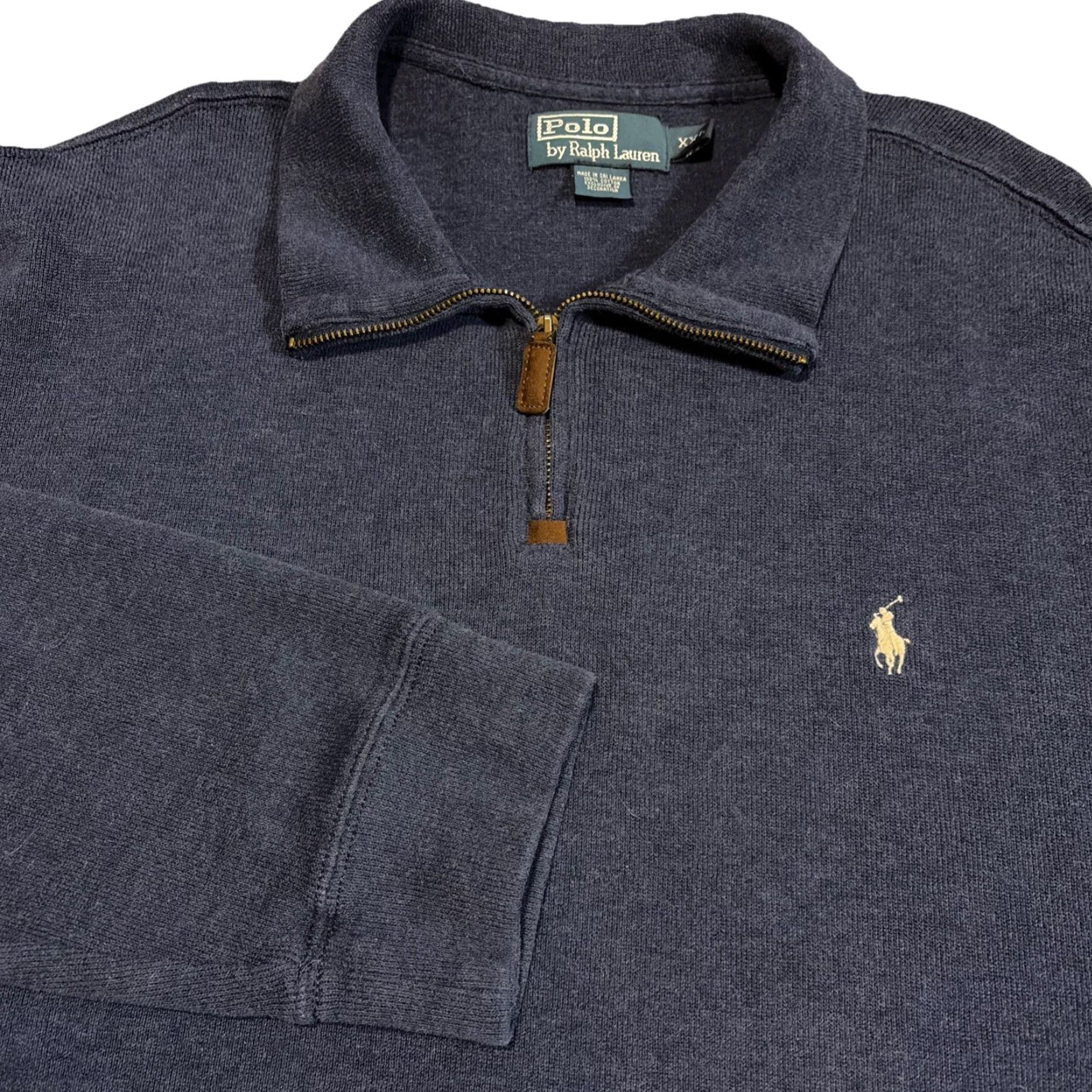 Ralph Lauren VINTAGE Polo Ralph Lauren Navy Blue Quarter Zip Sweater Shirt? Size US XXL / EU 58 / 5 - 2 Thumbnail