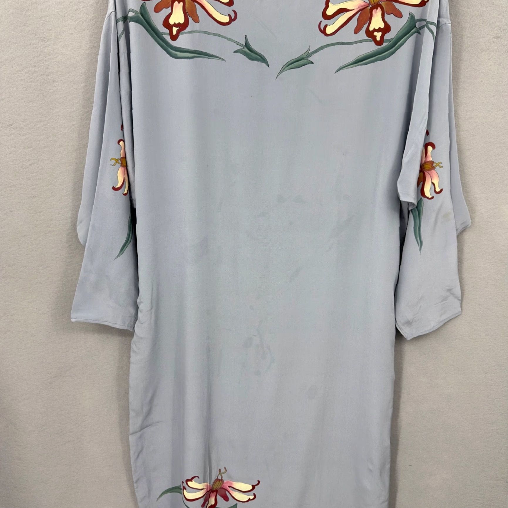 Vintage VINTAGE Lim's Shanghai Silk Dress Women Medium Gray 70s Art Deco Sheath Boho Casual Size M / US 6-8 / IT 42-44 - 3 Thumbnail