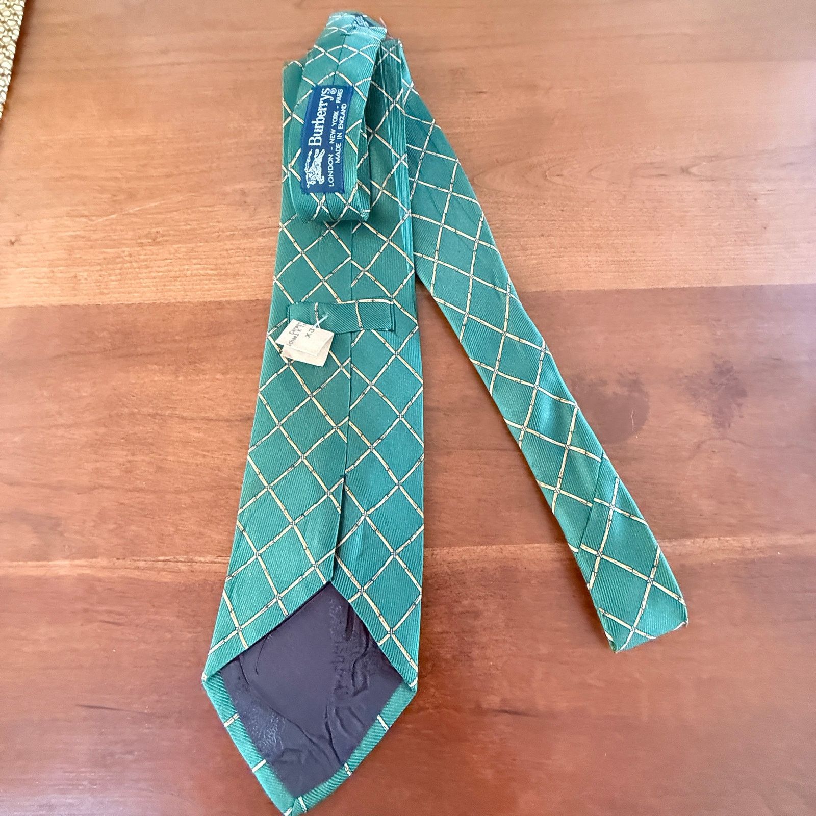 Burberry Burberrys' Vintage Green Bamboo Lattice Silk Tie Size ONE SIZE - 3 Thumbnail