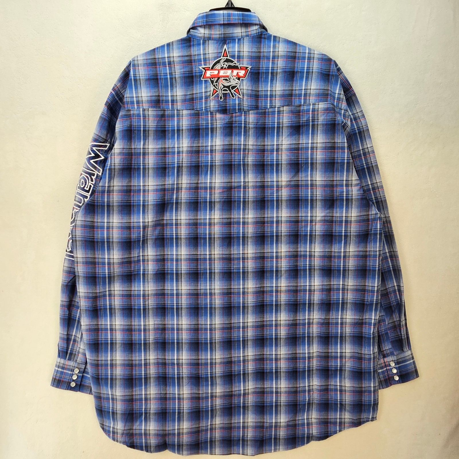 Wrangler WRANGLER PBR PLAID MEN'S 2XT PEARL SNAP WESTERN SHIRT NWT Size US XXL / EU 58 / 5 - 3 Thumbnail