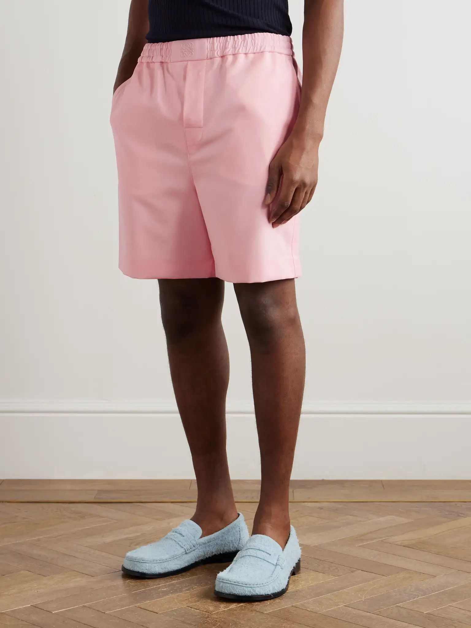 Loewe o1in1g0526 Straight-Leg Logo-Embroidered Wool Shorts Pink Size US 34 / EU 50 - 5 Thumbnail