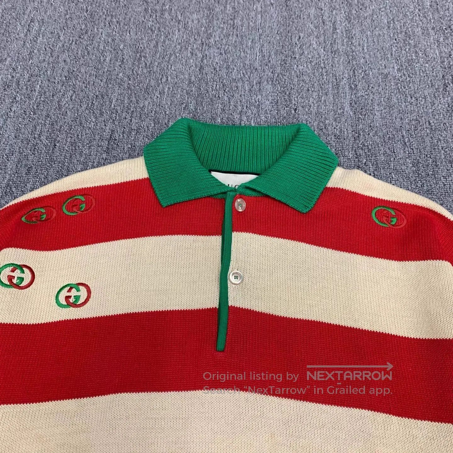 Gucci Multi Striped Logo Embroidered Long Sleeve Polo. Size US XL / EU 56 / 4 - 7 Thumbnail