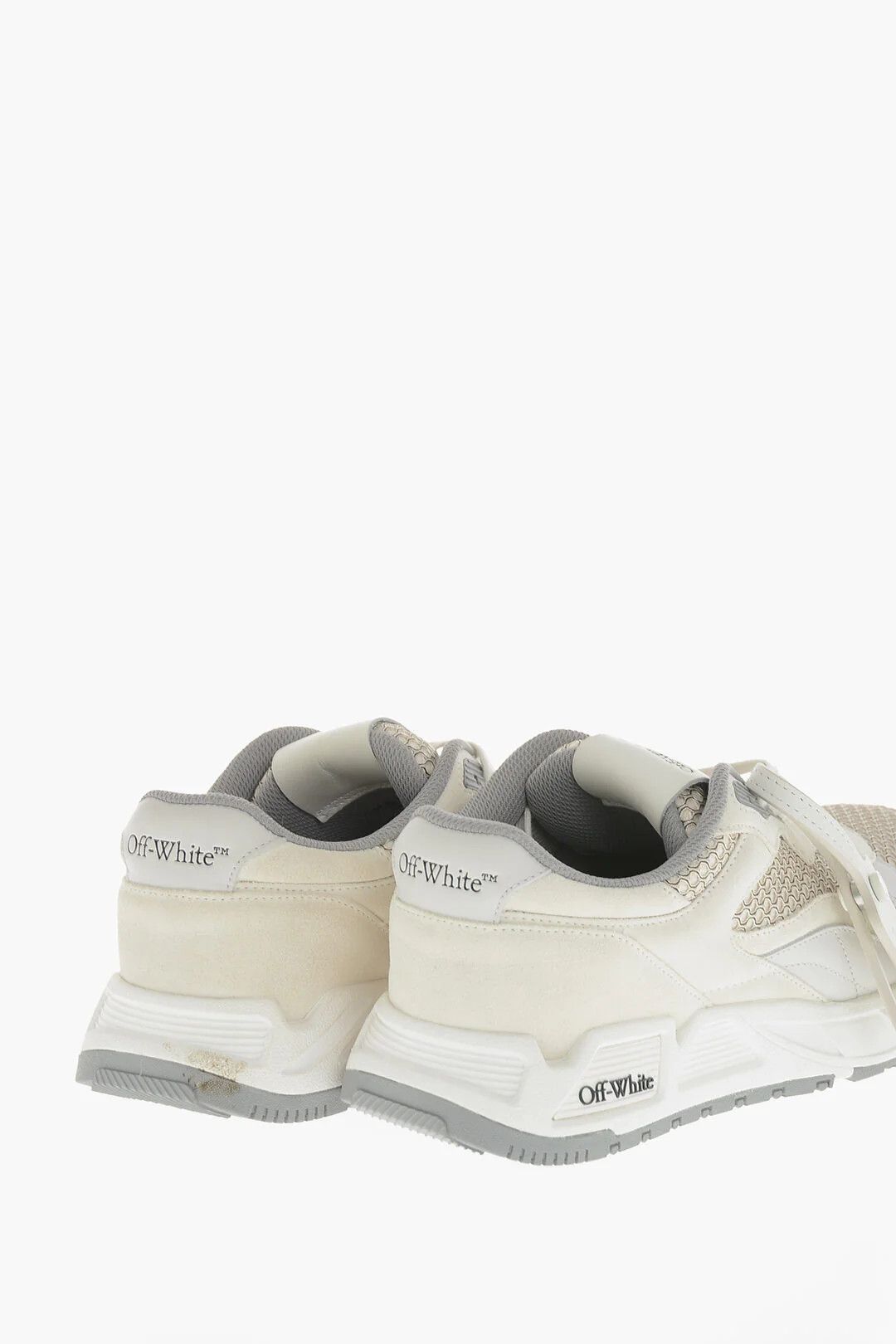 Off-White og1mm0426 Fabric & Suede Low-Top Sneakers in Beige & White Size US 8 / IT 38 - 3 Thumbnail