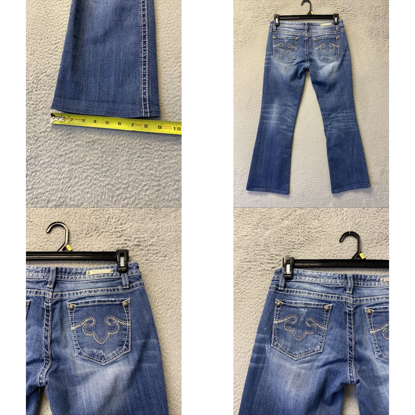 Denime ReRock Jeans Bootcut Womens 8 Denim Blue Embroidered Low Rise Stretch Regular Size 8 Size 30" / US 8 / IT 44 - 8 Thumbnail