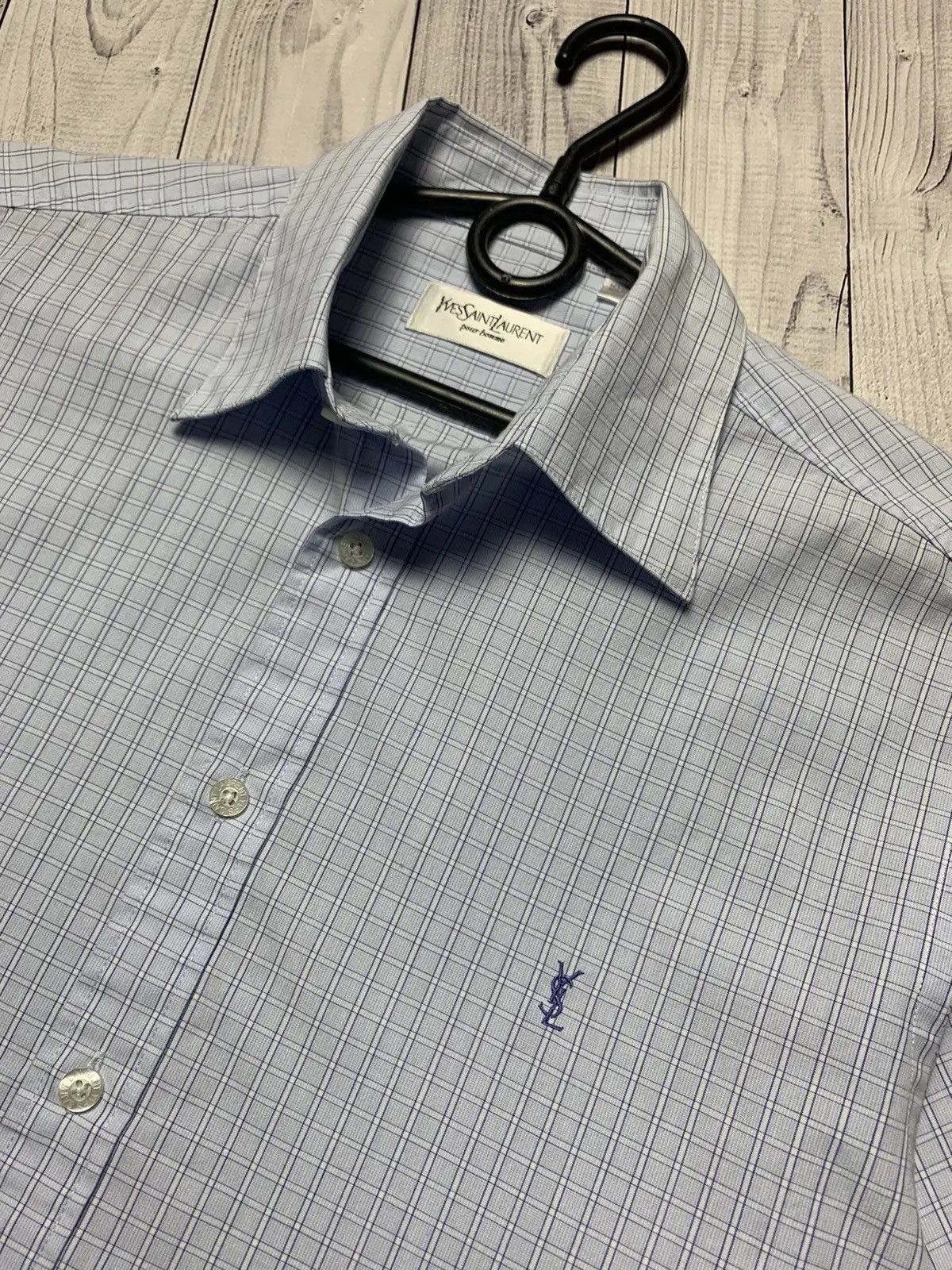 Vintage × Yves Saint Laurent Vintage Yves Saint Laurent plaid shirt light blue size M Size US M / EU 48-50 / 2 - 3 Thumbnail