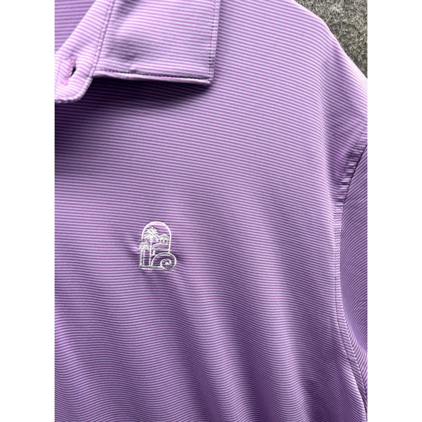 Peter Millar Peter Millar Summer Comfort Polo Shirt Mens Large Purple Stripe Golf Performance Shirt Size US L / EU 52-54 / 3 - 3 Thumbnail