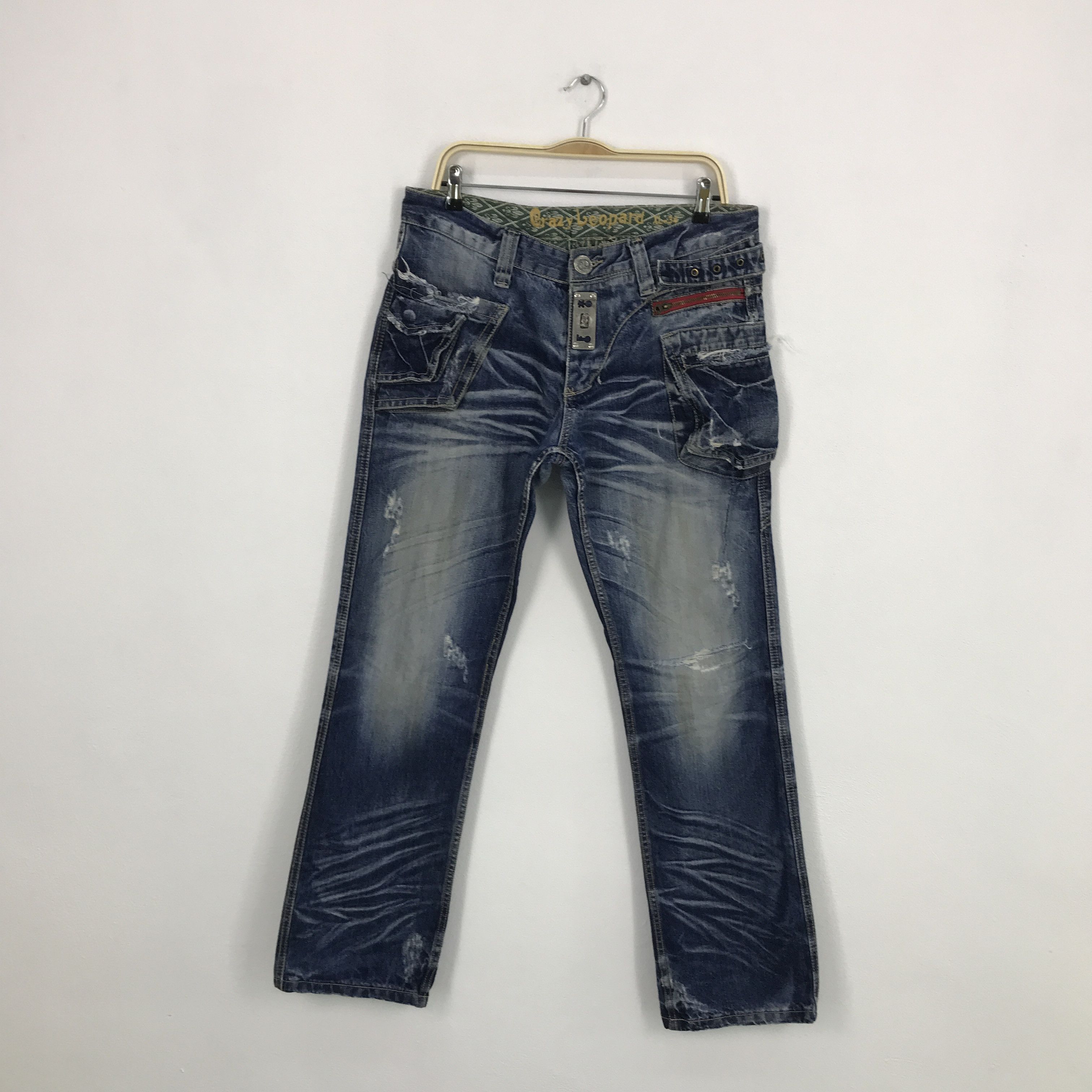 Japanese Brand Rare grazy beopard distressed pocket design pants Size US 34 / EU 50 - 1 Thumbnail