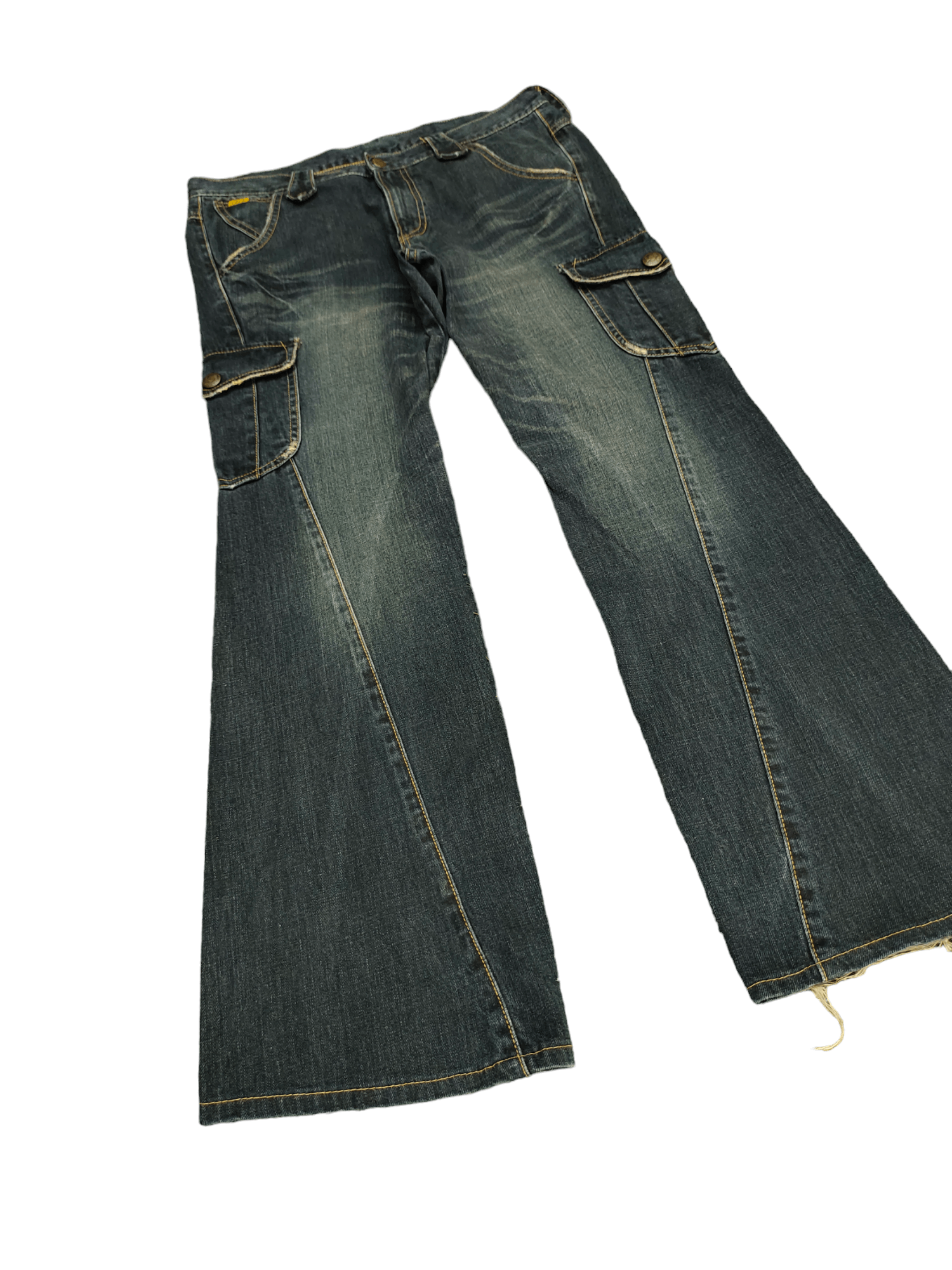 If Six Was Nine Flare Jeans Lee Spiral Cut Cargo Boot Cut Y2k Goa Style Size US 33 - 3 Thumbnail