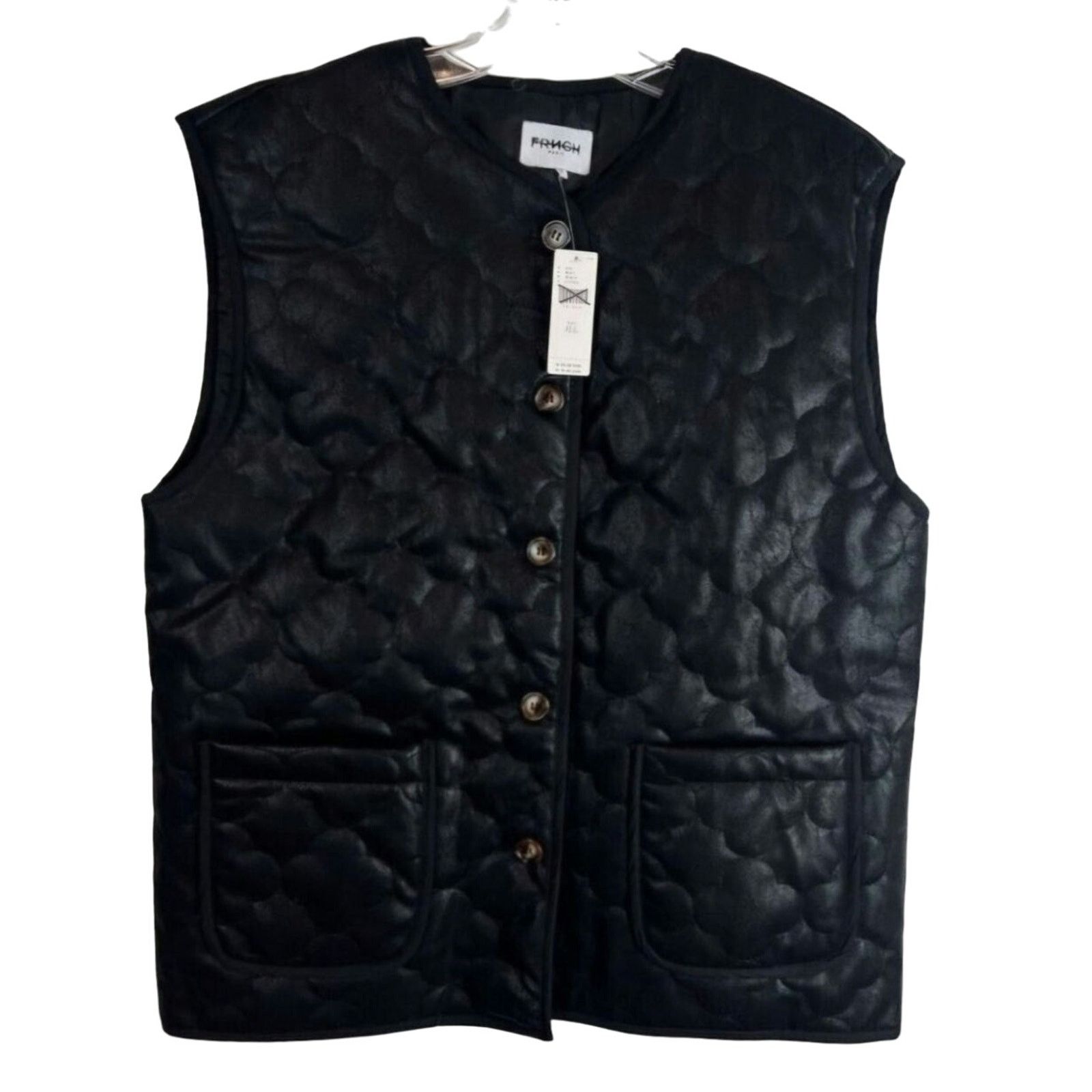 Anthropologie New FRNCH Paris Gisette Faux Leather Quilted Vest $150 OS Size ONE SIZE - 5 Thumbnail