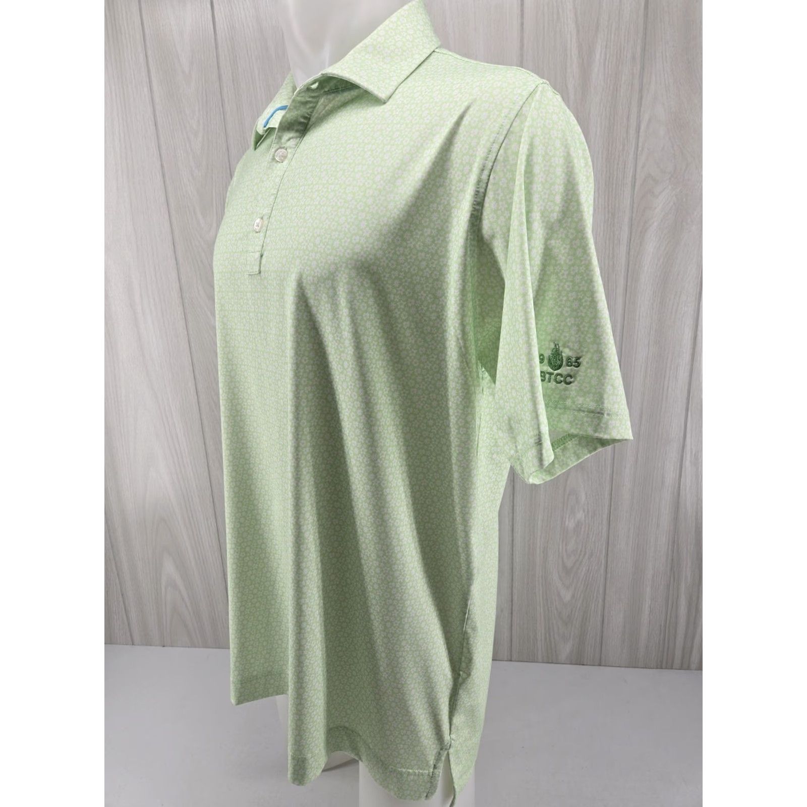 Footjoy FootJoy Polo Men’s Large Green Floral Geometric 1965 BTCC Logo Shirt Size US L / EU 52-54 / 3 - 3 Thumbnail