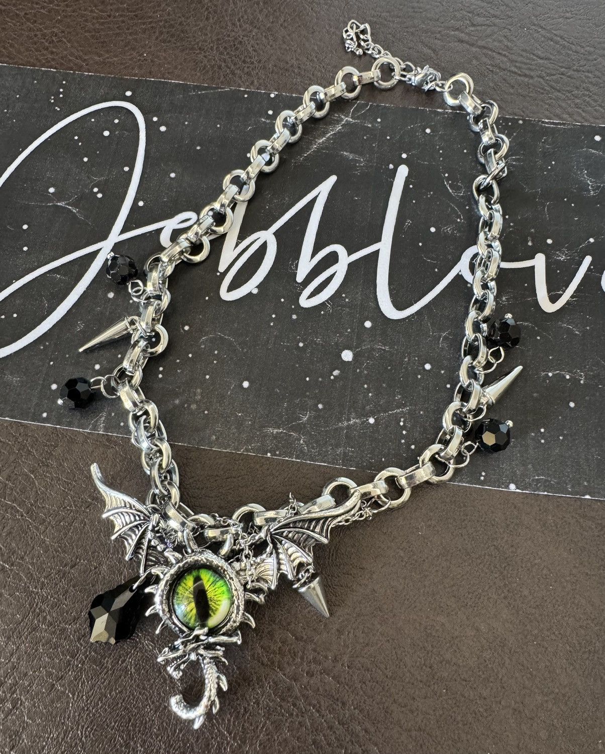 Japanese Brand × Jewelry Retro streetwear punk evil eye rivet spike chain necklace Size ONE SIZE - 4 Thumbnail