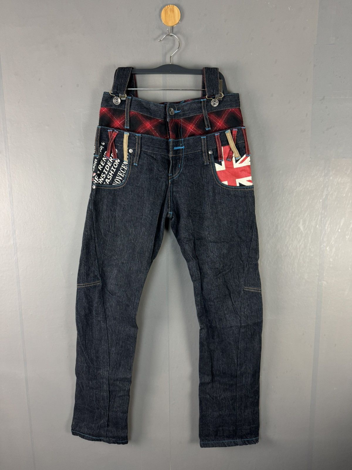 Japanese Brand JAPANESE DESIGN DOUBLE WAIST CURVED PUNK STYLE DENIM JEANS Size US 29 - 1 Thumbnail