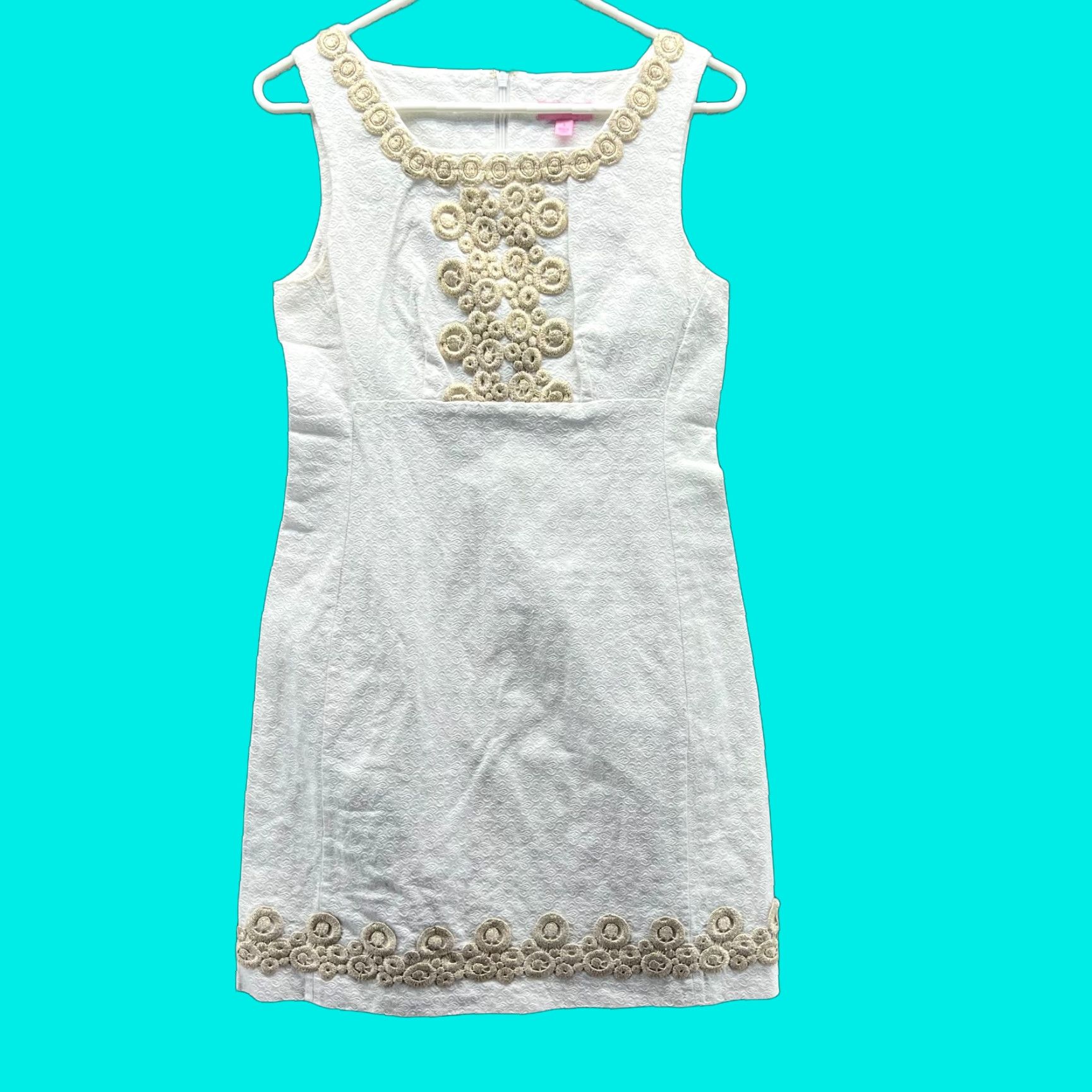 Lilly Pulitzer Lilly Pulitzer Dress Womens Small White Sleeveless Cotton Blend Embroidered Size S / US 4 / IT 40 - 1 Thumbnail