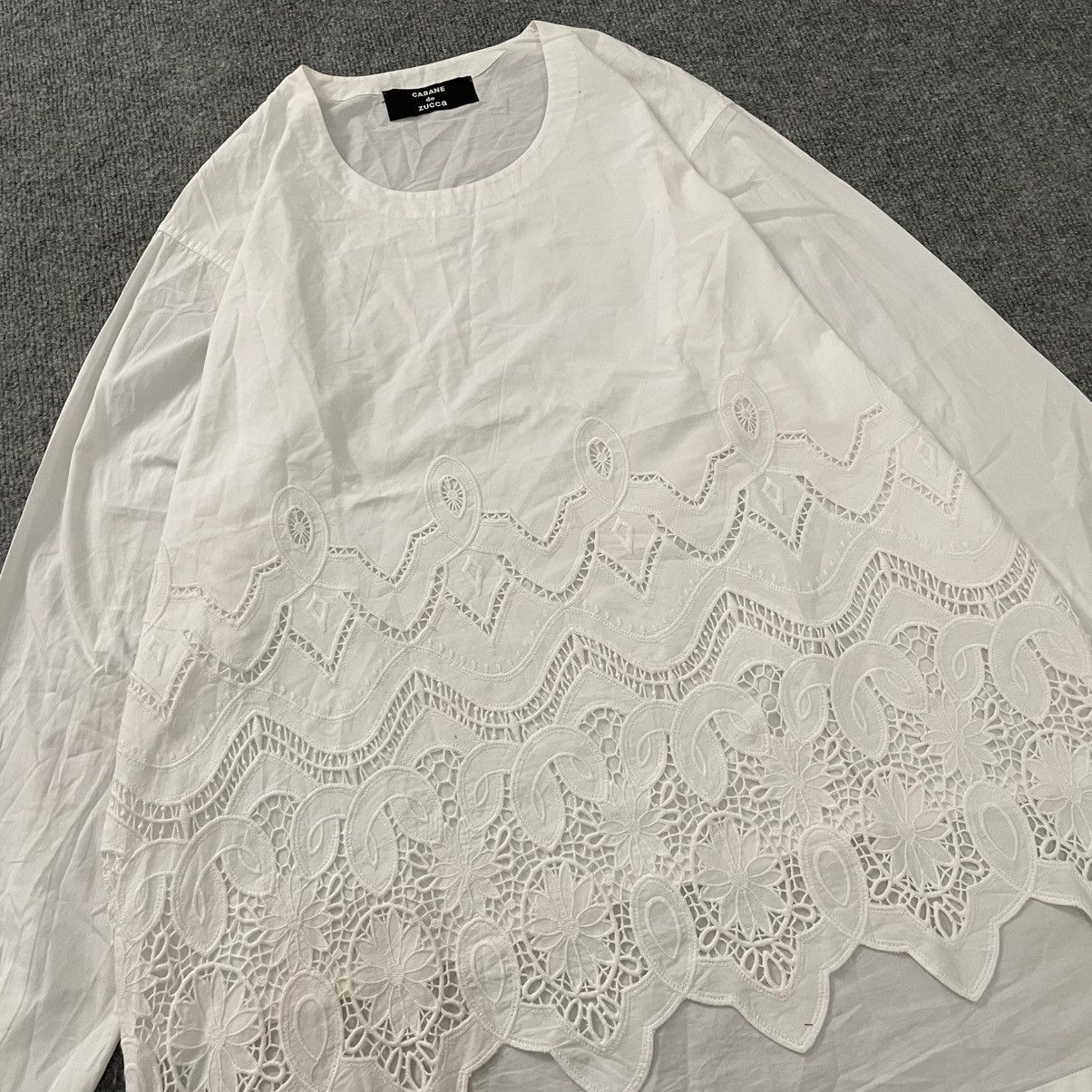 CABANE de ZUCCa Cabane de Zucca Embroidered Lace Hem Oversized Blouse Size XXL / US 16-18 / IT 52-54 - 4 Thumbnail