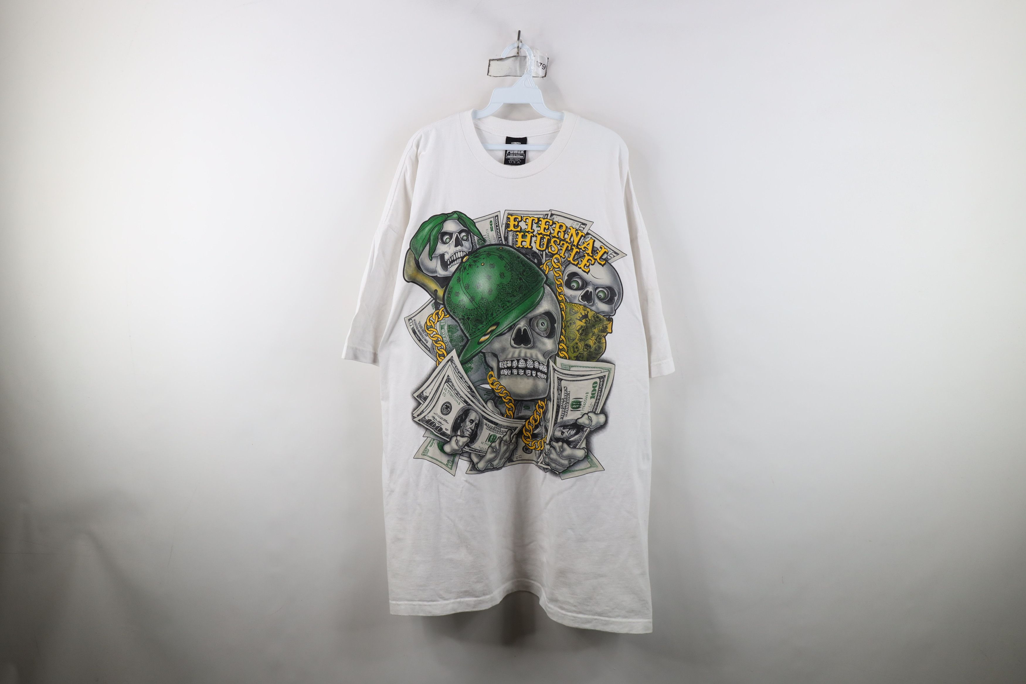 Vintage Vintage Y2K Streetwear Eternal Hustle Skull Money T-Shirt Size US XXL / EU 58 / 5 - 1 Thumbnail