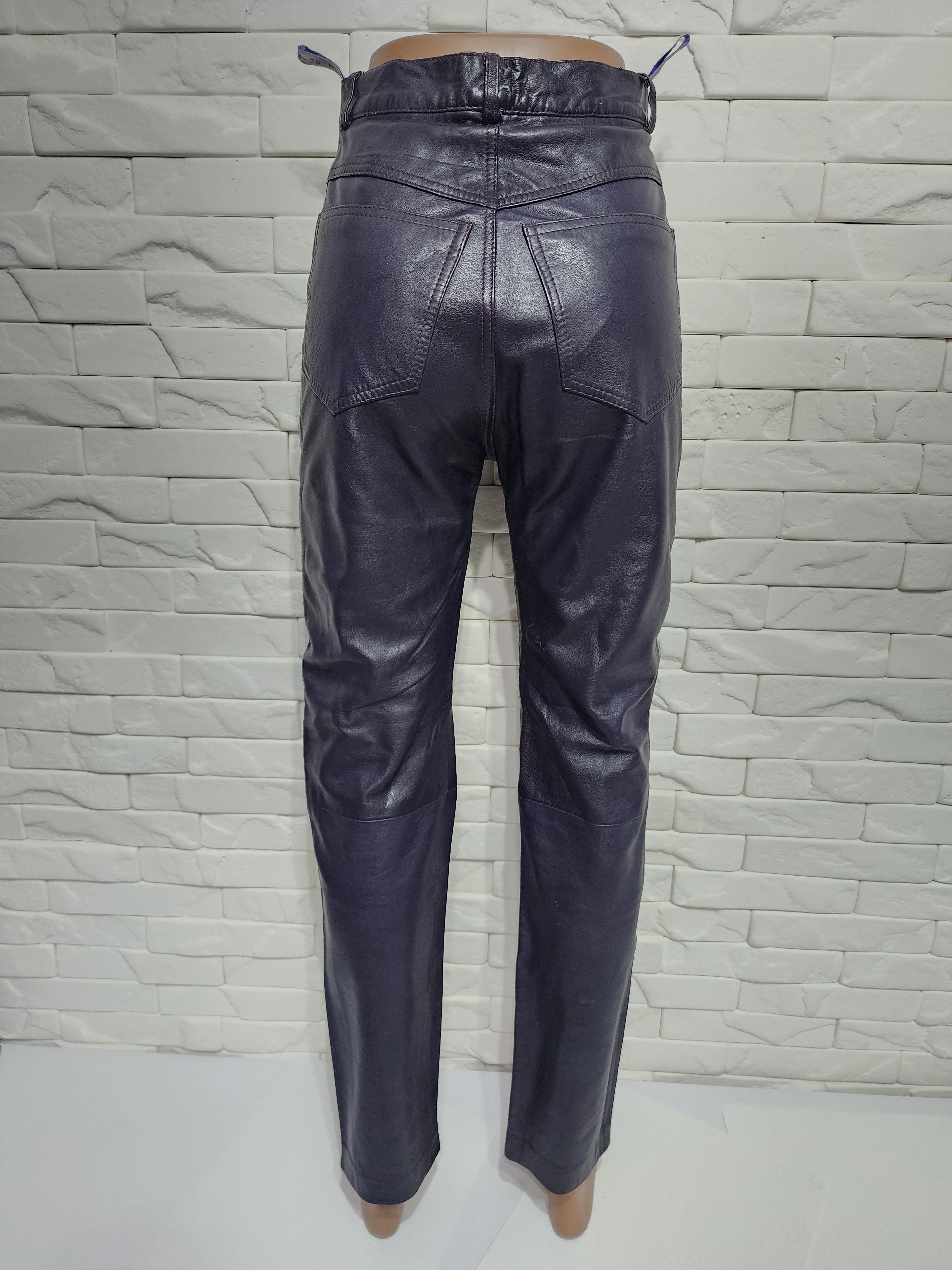 Genuine Leather Women's purple leather pants. Size 29" - 4 Thumbnail