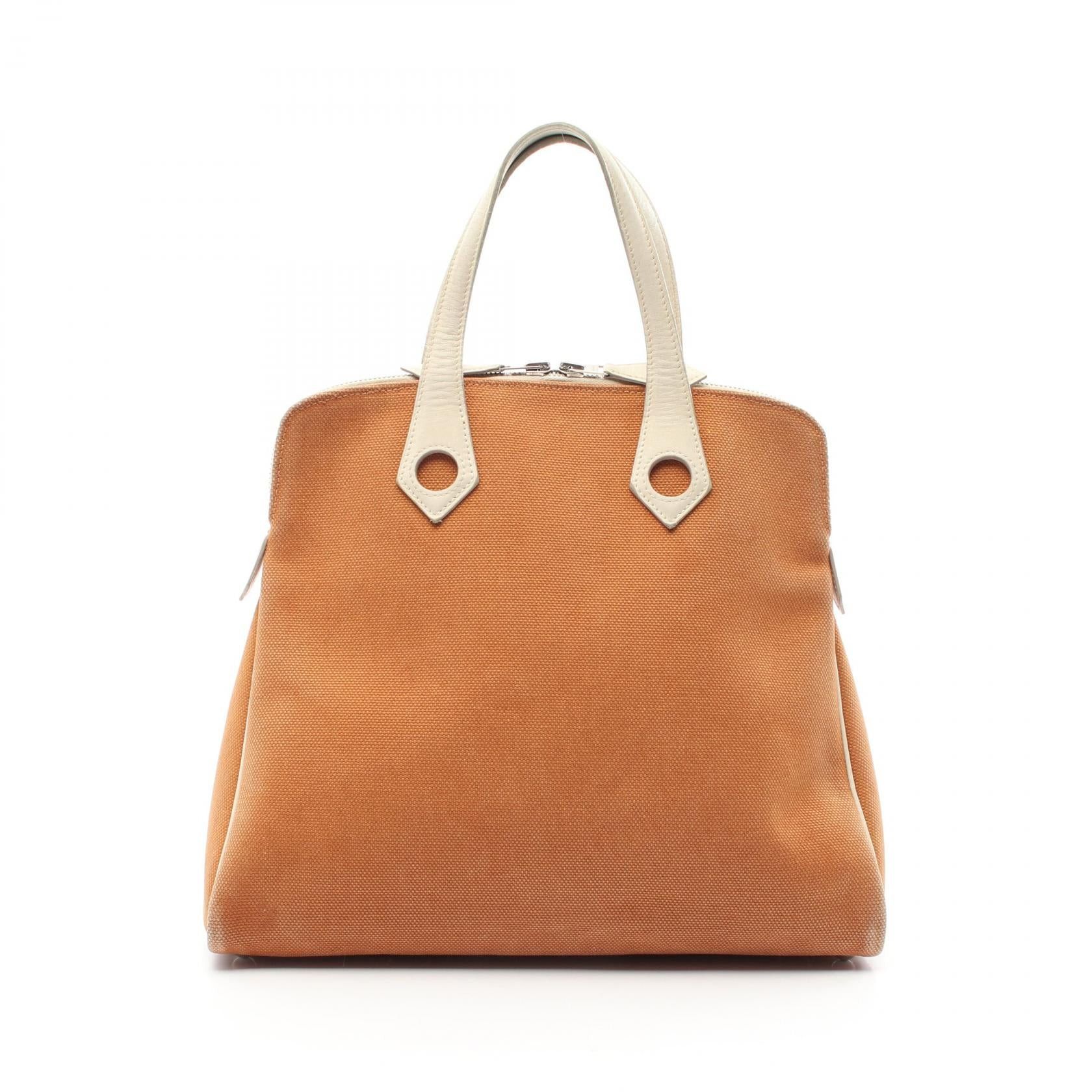 Hermes Hermes Sack Eboue Pm Handbag Canvas Leather Light Brown White Silver Hardware □J Carved Stamp Size ONE SIZE - 1 Thumbnail