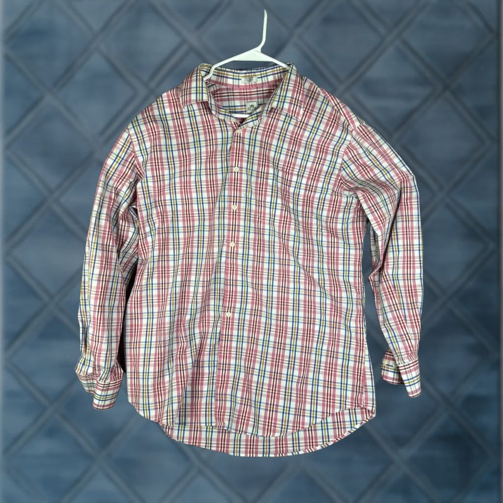 Peter Millar Peter Millar Shirt Mens XL Pink Blue Plaid Button Front Long Sleeve Cotton Size US XL / EU 56 / 4 - 1 Thumbnail