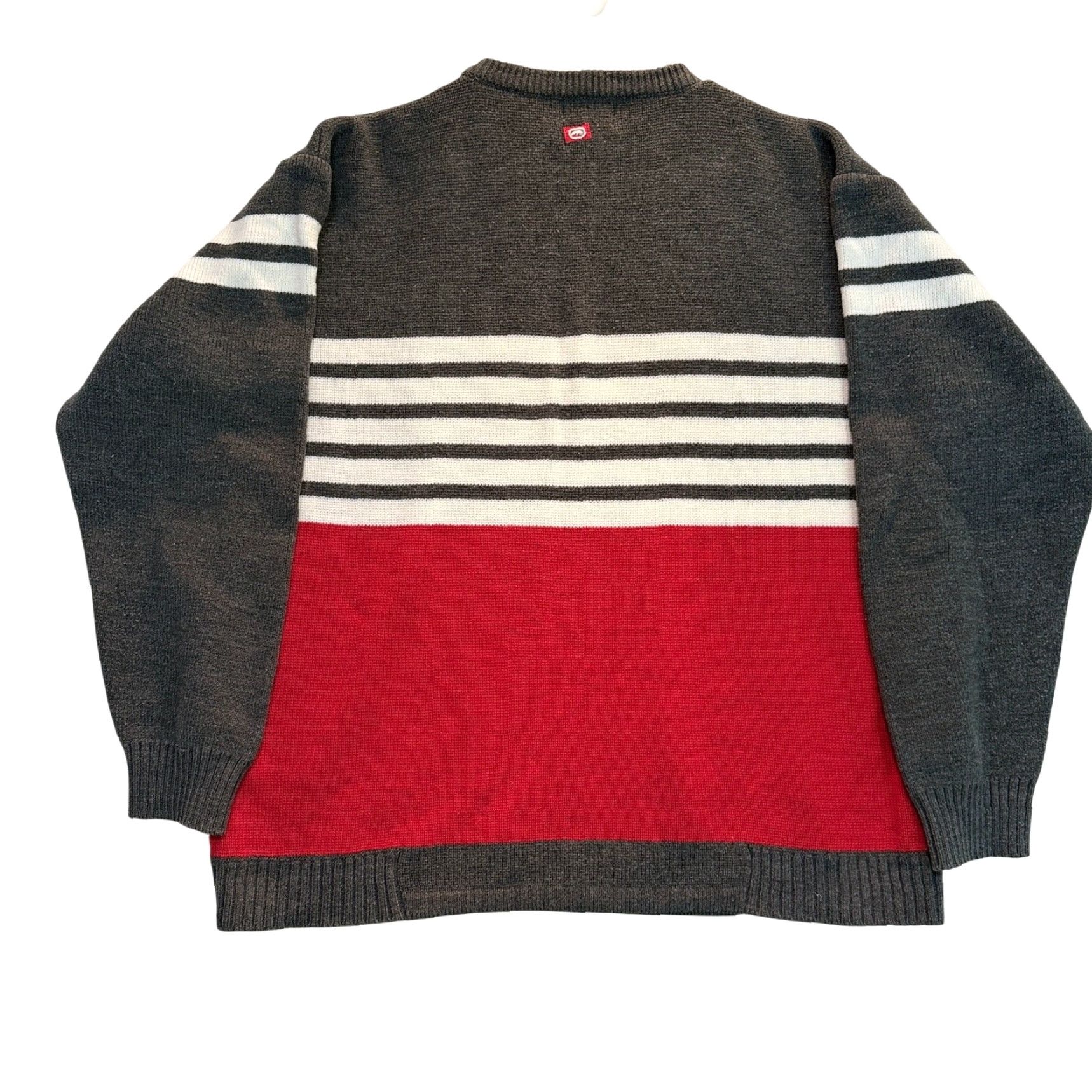 Ecko Unltd. VINTAGE Ecko Unltd. Sweater Mens XL Gray Red Striped Acrylic Crewneck Y2K Knit Shirt Size US L / EU 52-54 / 3 - 2 Thumbnail