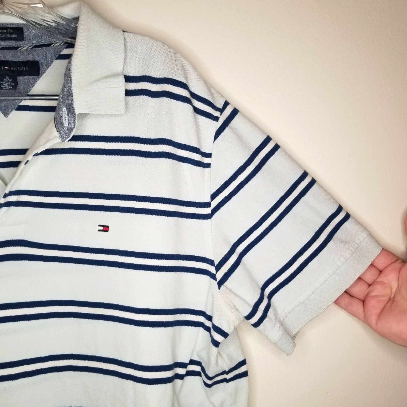 Tommy Hilfiger Tommy Hilfiger Mens Light Blue Striped Short Sleeve Polo Shirt Size XL Size US XL / EU 56 / 4 - 2 Thumbnail
