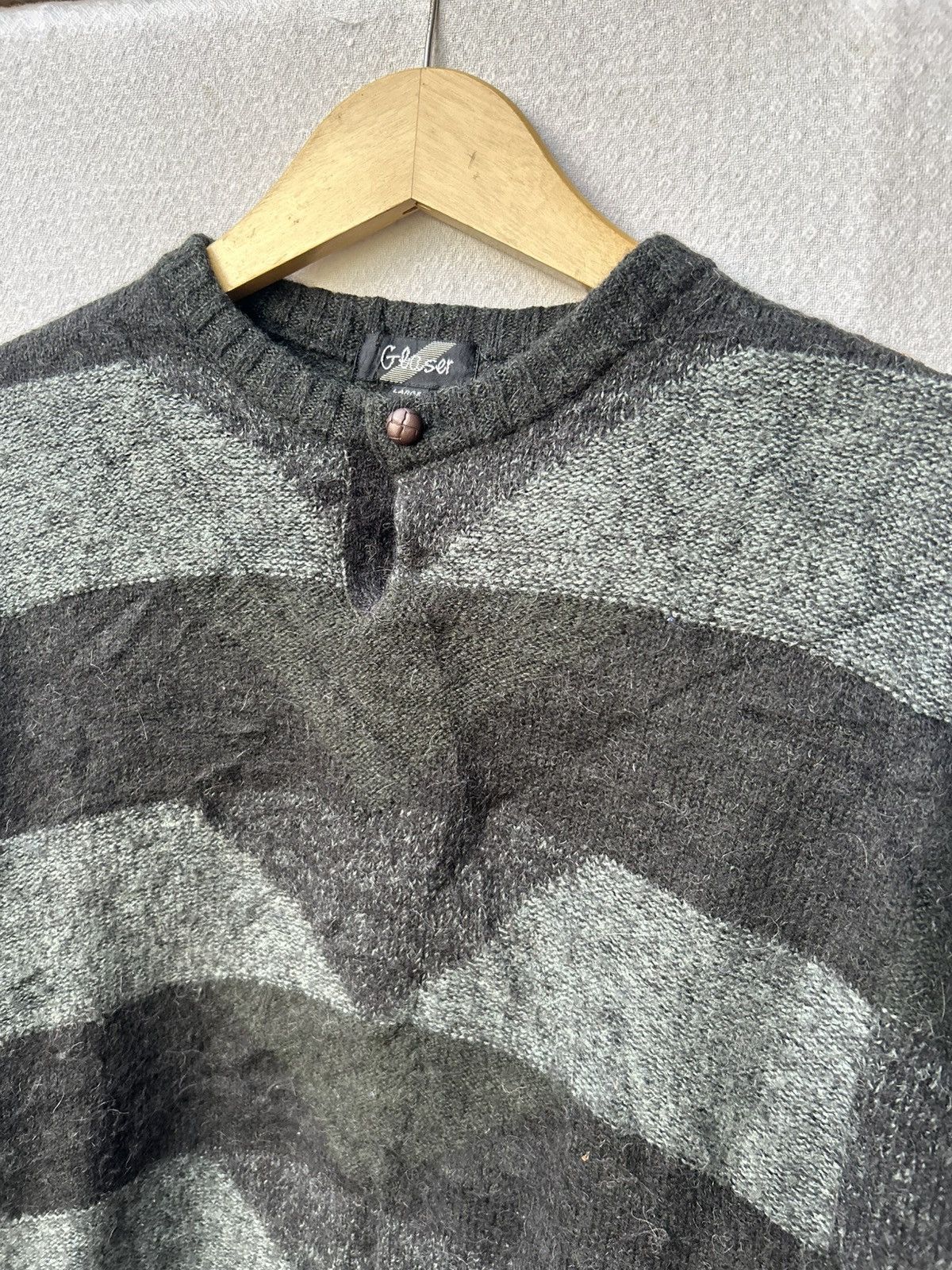 If Six Was Nine × Japanese Brand × Le Grande Bleu (L.G.B.) Glaser Japanese Mohair Grunge Striped Knit Style Size US L / EU 52-54 / 3 - 5 Thumbnail