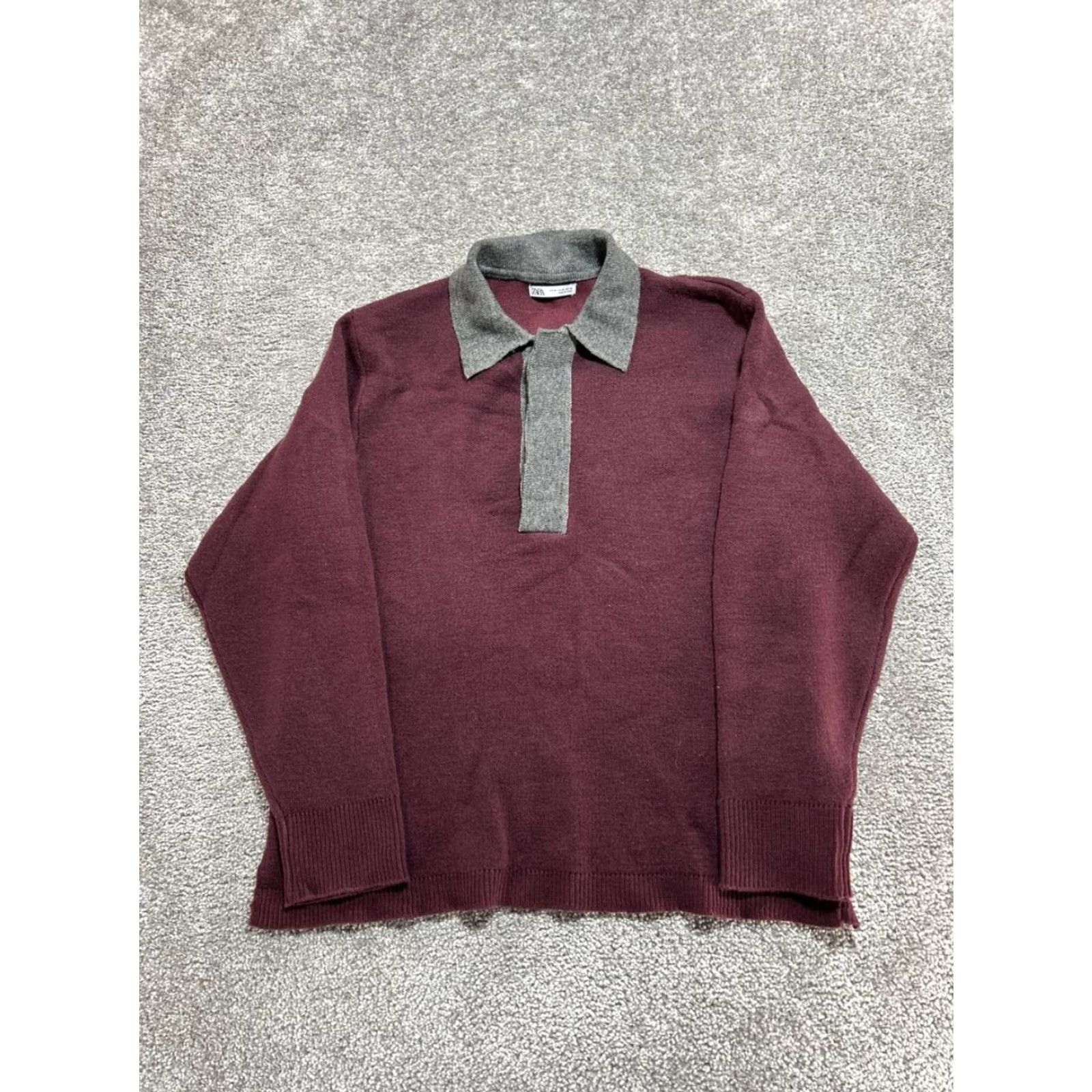 Zara Zara Sweater Womens Medium Red Tight Knit Ribbed Side Slit Warm Casual Wear Size M / US 6-8 / IT 42-44 - 2 Thumbnail