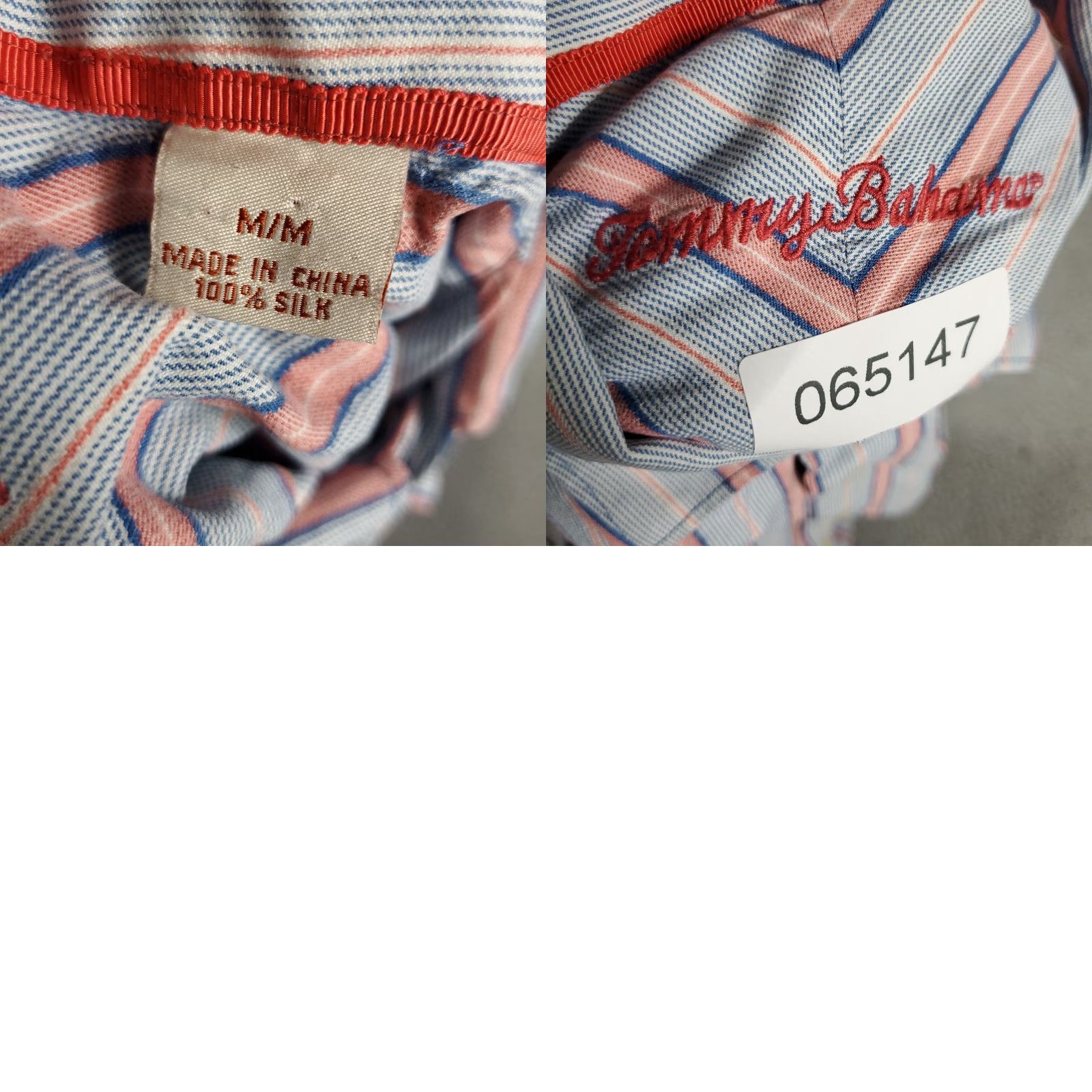 Tommy Bahama Tommy Bahama Shirt Mens Medium Blue Pink Striped Silk Button Up Long Sleeve Wool? Size US M / EU 48-50 / 2 - 8 Thumbnail