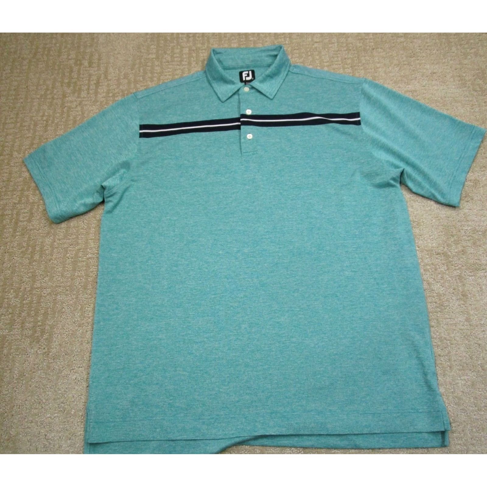 Footjoy FootJoy Polo Shirt Men XL Green Stripe Polo Short Sleeve Logo Golf Sports Casual Shirt Mens Size US XL / EU 56 / 4 - 2 Thumbnail
