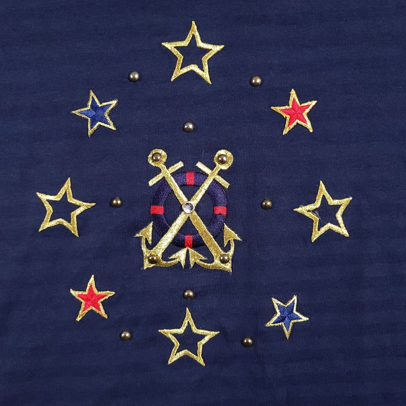 Vintage VINTAGE Moda Bazaar California T Shirt Women's OS One Size Blue Stars Anchors 90s Patriotic Shirt Womens Size ONE SIZE - 4 Thumbnail