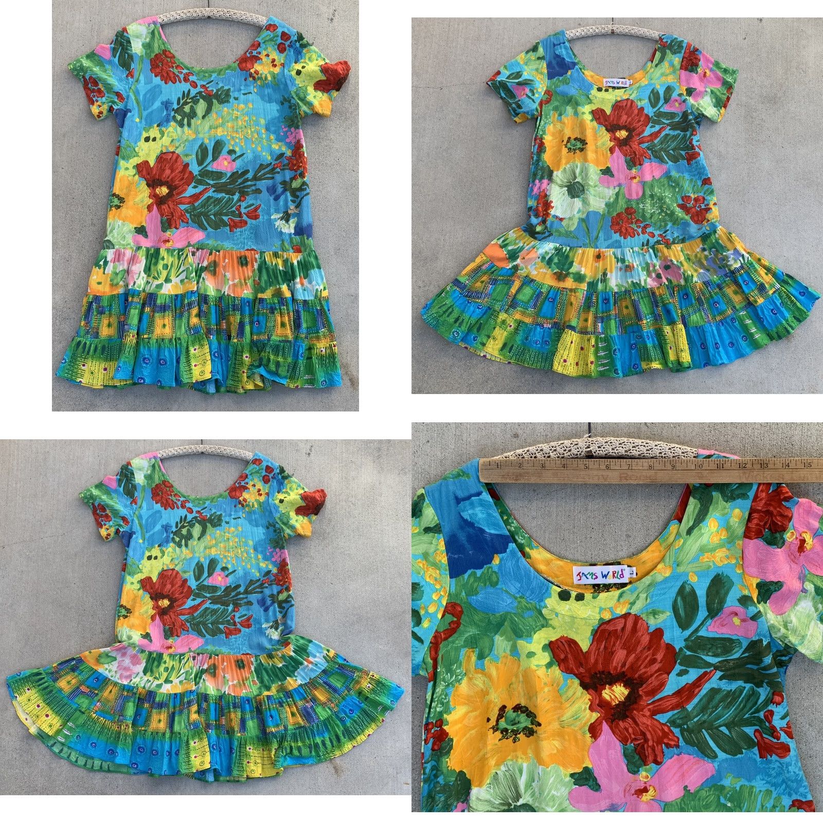 Jams World Jams World Hattie Dress Floral Hawaiian Mini Sundress Blue Garden Made in Hawaii L Multicolor Summer Beach Womens Size L / US 10 / IT 46 - 8 Thumbnail