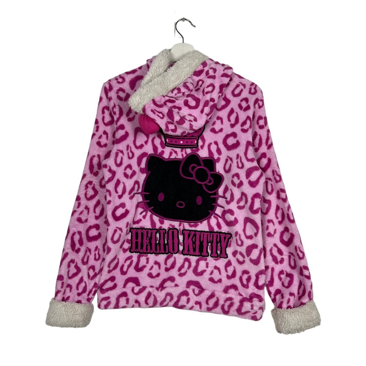 Japanese Brand 🔥 VINTAGE HELLO KITTY FAUX FUR FLEECE HOODIE Size L / US 10 / IT 46 - 2 Thumbnail