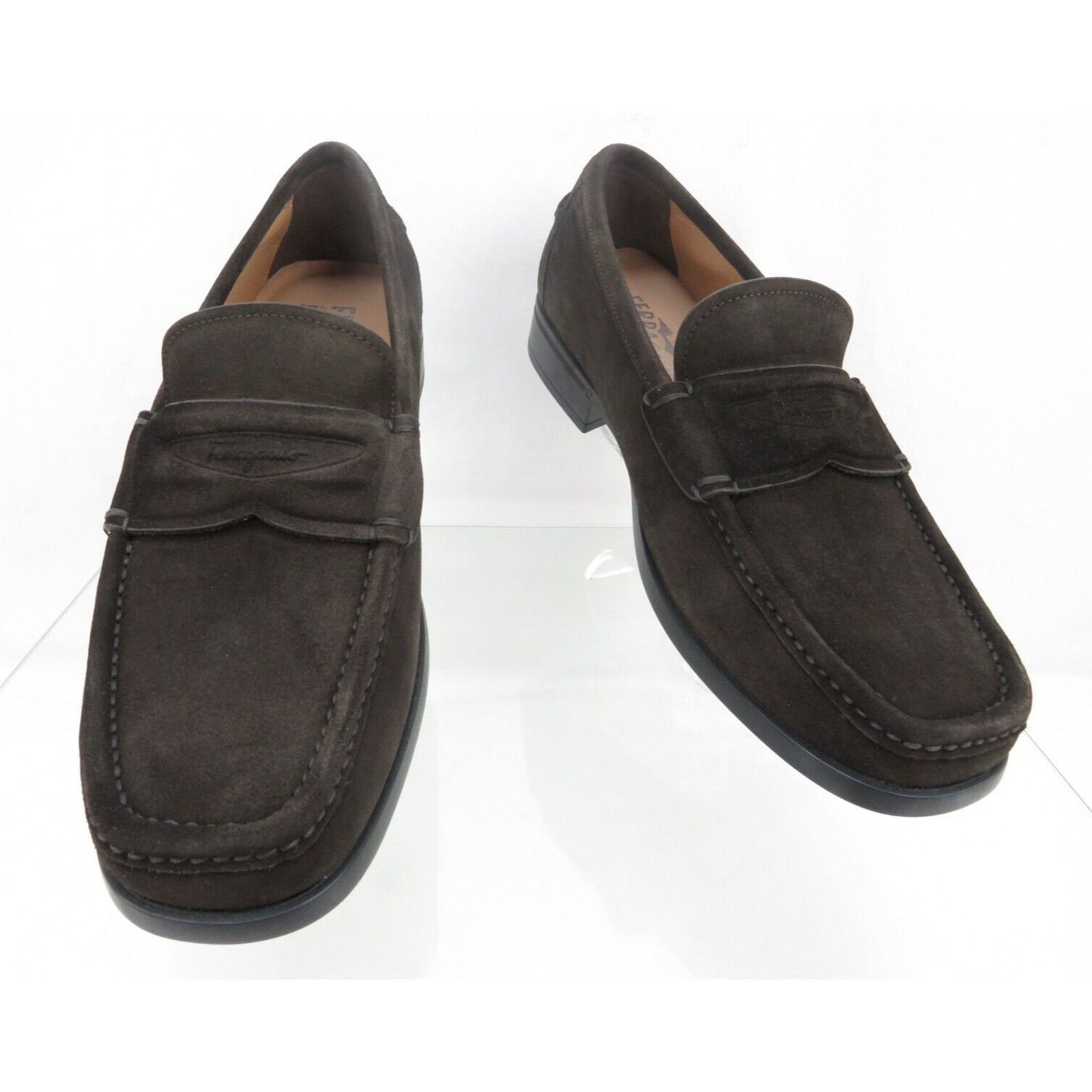 Salvatore Ferragamo LANZAROTE HICKORY BROWN SUEDE MOCCASIN PENNY LOAFERS 10 D Size US 10 / EU 43 - 3 Thumbnail