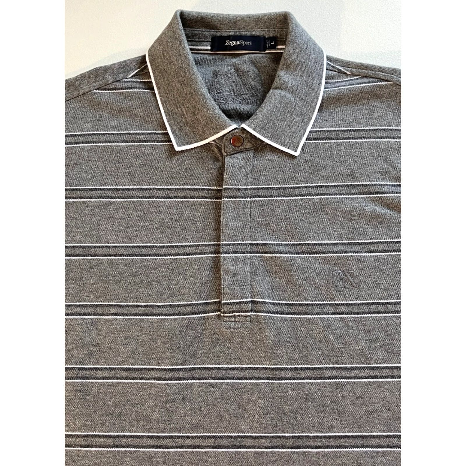 Vintage VINTAGE Zegna Sport Polo Shirt Striped Long Sleeve 1/4 Zip Cotton Blend Gray L Mens Size US L / EU 52-54 / 3 - 4 Thumbnail