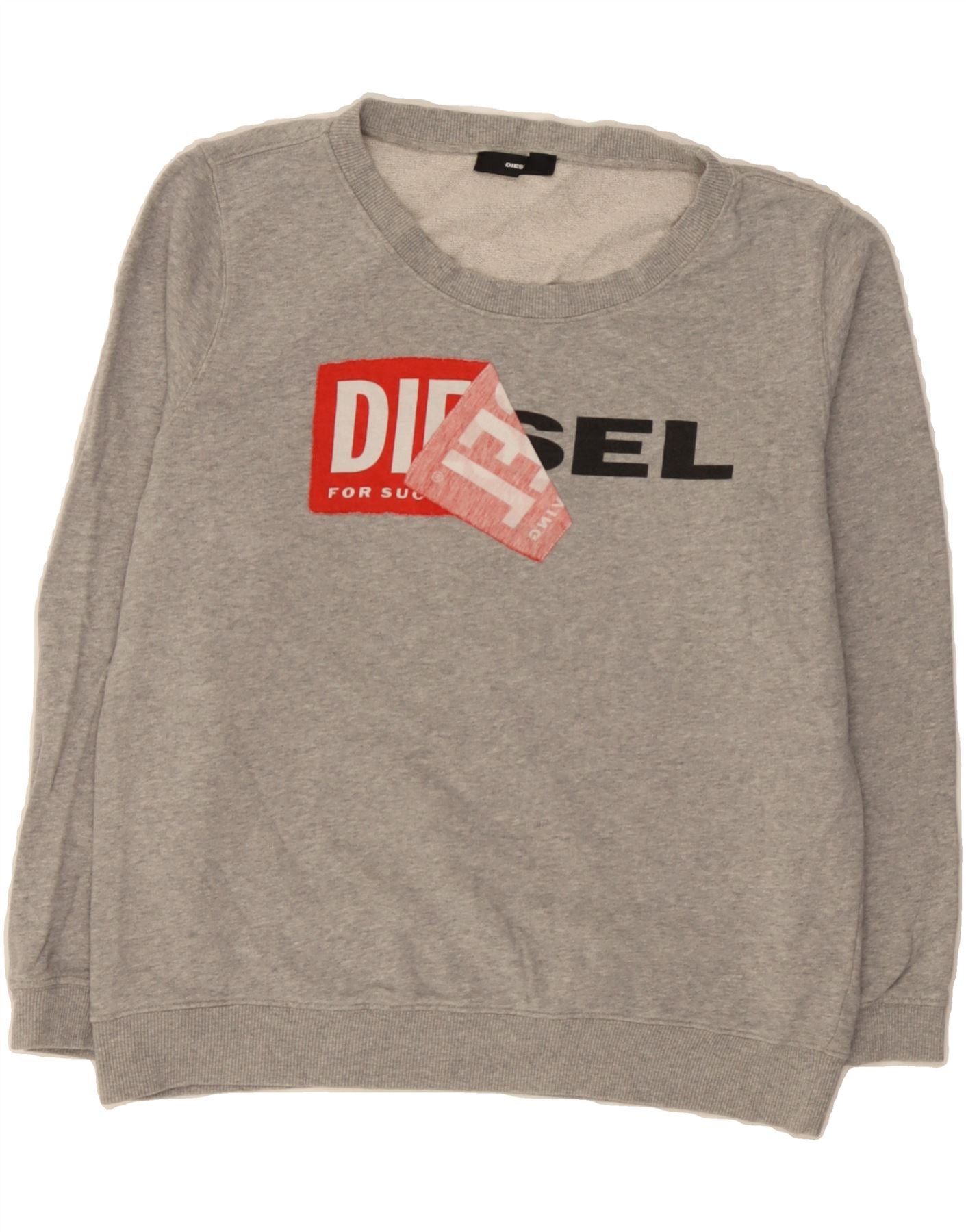 Diesel Womens Graphic Sweatshirt Jumper UK 10 Small Grey Cotton Size S / US 4 / IT 40 - 1 Thumbnail