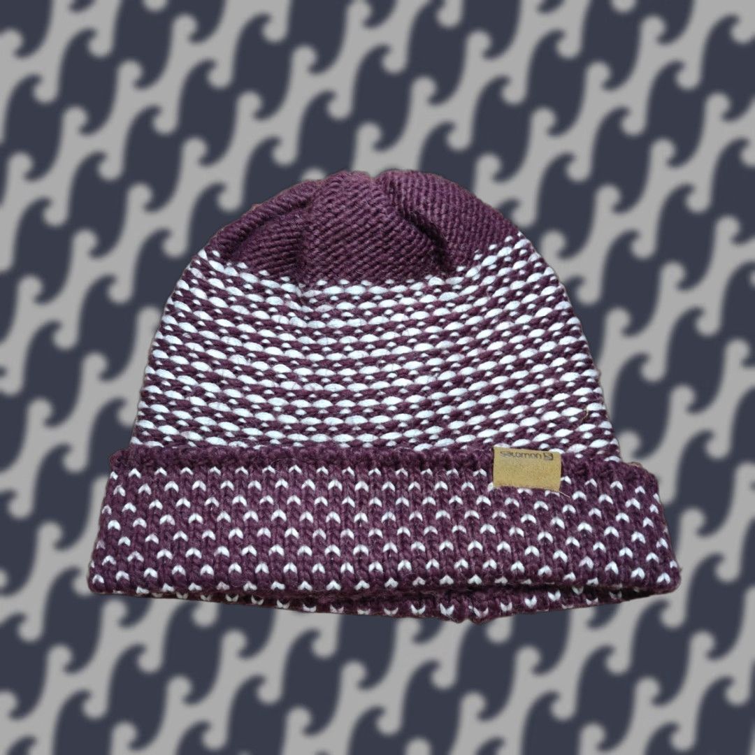 Salomon VINTAGE Salomon Beanie Hat Unisex Adults One Size Polka Dot Knit Size ONE SIZE - 1 Thumbnail
