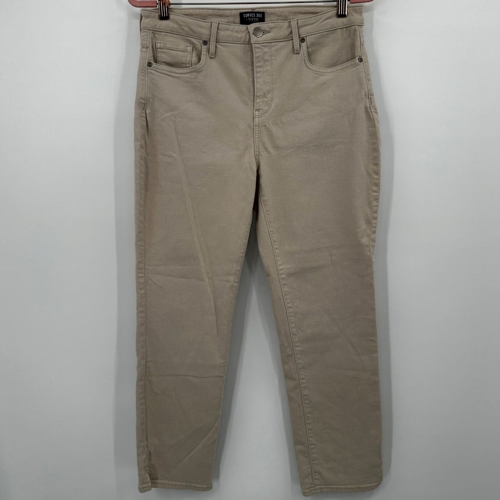 NYDJ VINTAGE NYDJ Curves 360 Tan Khaki Straight Leg Pants 8 Short Women Slit Pockets Mid Rise Casual Workwear (no, adjust) Size 30" / US 8 / IT 44 - 5 Thumbnail