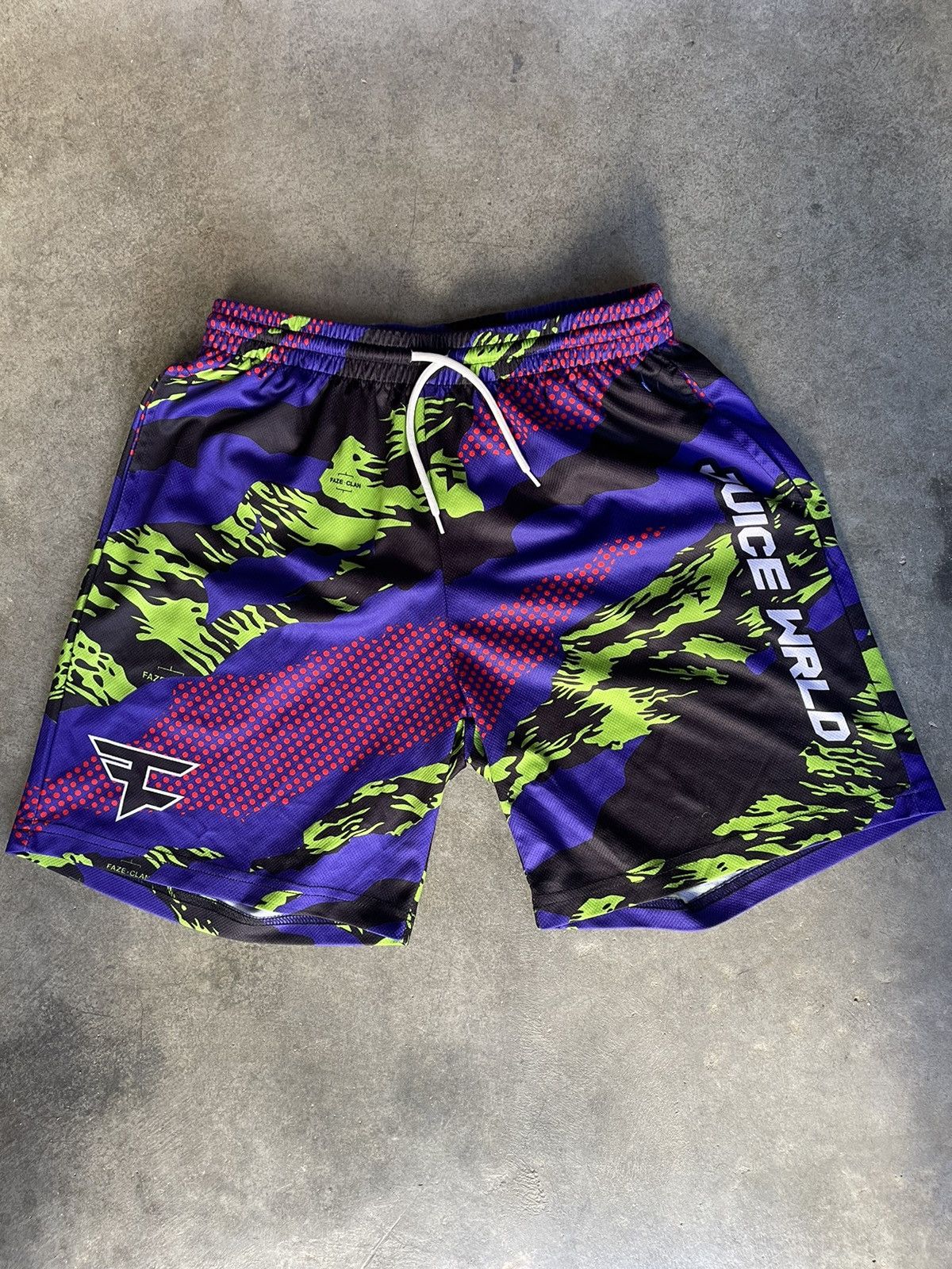 Vintage Rare Modern Juice Wrld X Faze Clan Mesh Multicolored Shorts Grailed 8546