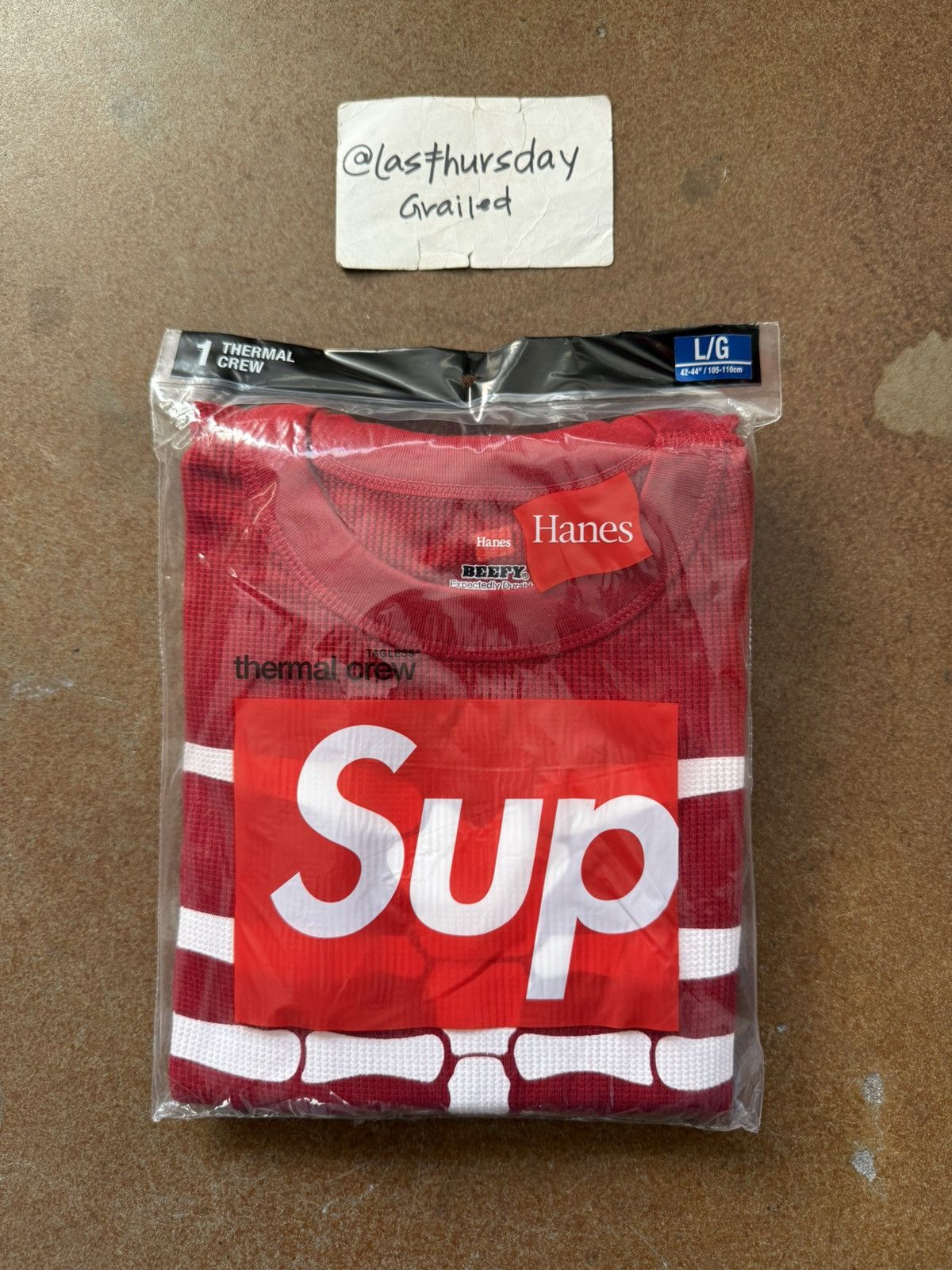 Hanes × Supreme Supreme x Hanes Bone Skeleton Thermal Red Large Size US L / EU 52-54 / 3 - 2 Thumbnail