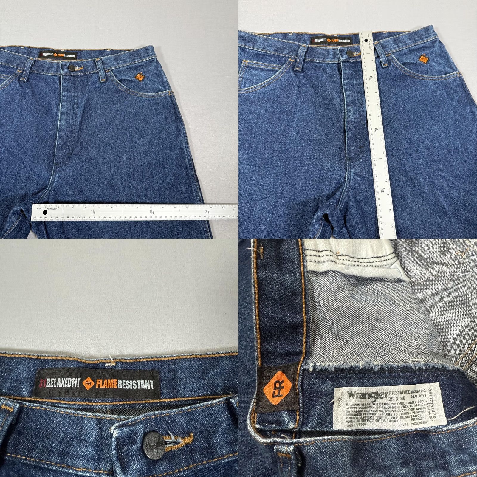 Wrangler Wrangler FR Jeans Men 36x36 Blue Flame Resistant Relaxed Fit Denim Pants Straight Leg Workwear Jeans Size US 36 / EU 52 - 8 Thumbnail